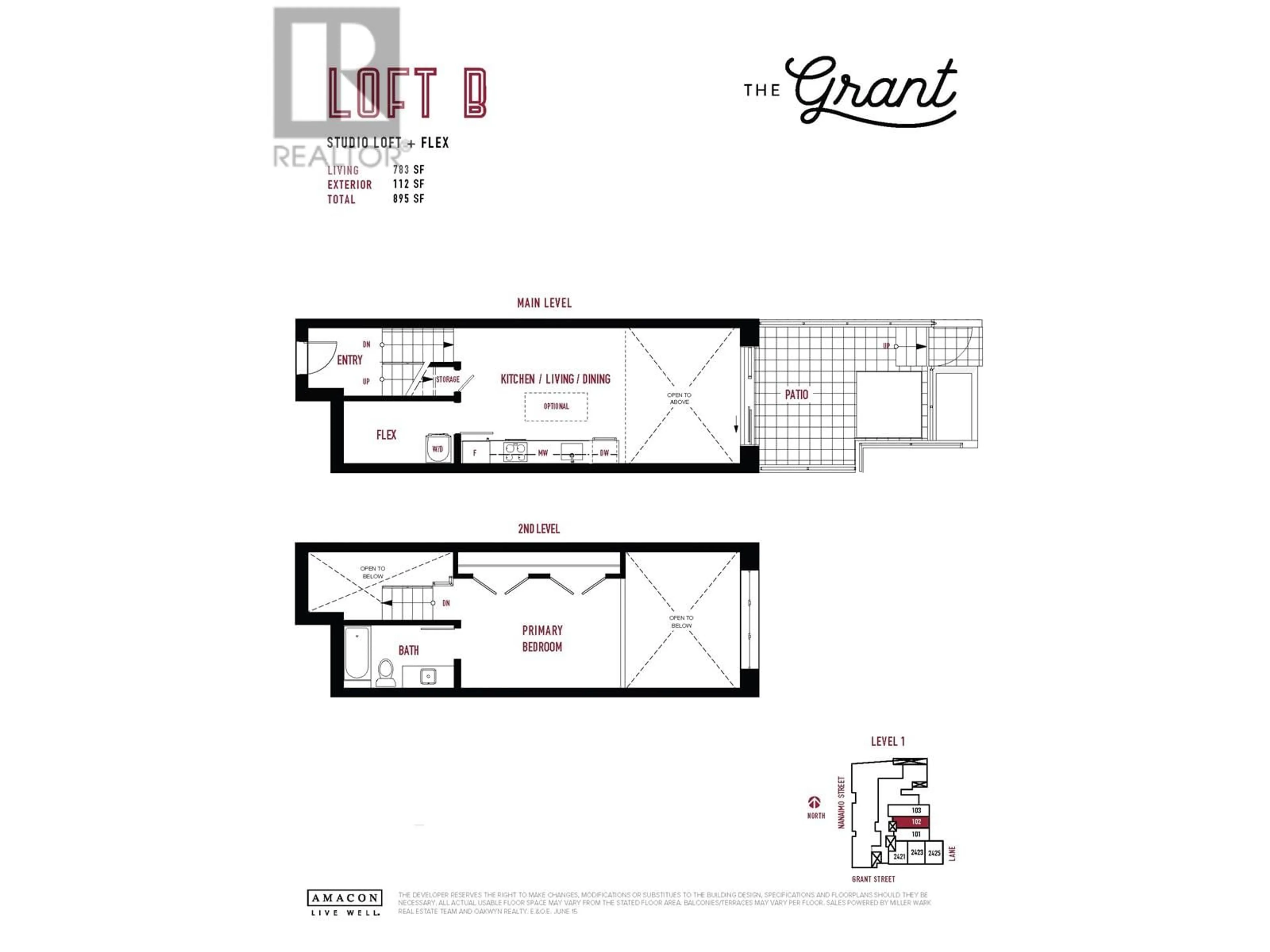 Floor plan for 102 - 2419 GRANT STREET, Vancouver British Columbia V0V0V0