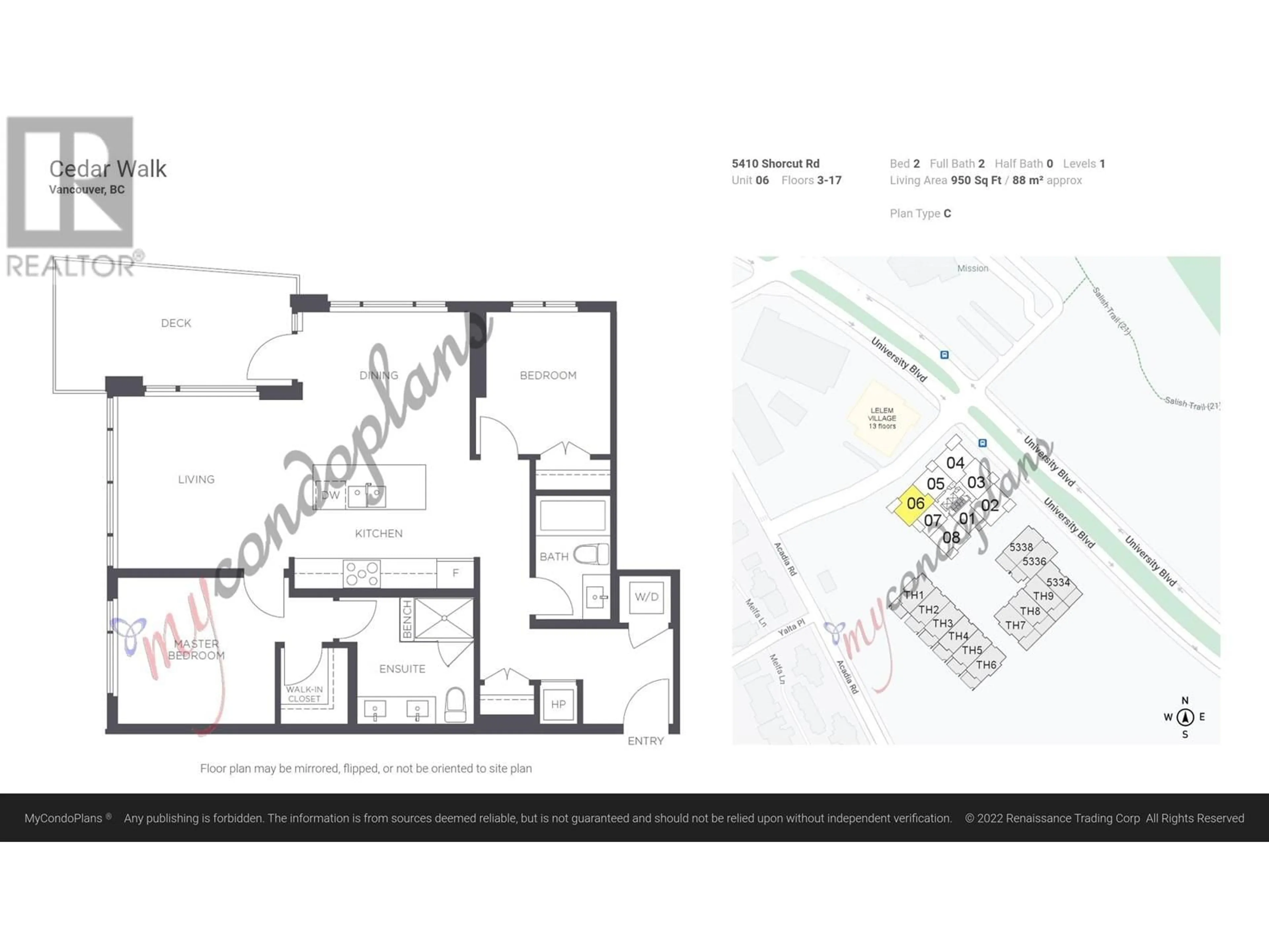 Floor plan for 306 - 5410 SHORTCUT ROAD, Vancouver British Columbia V6T0C8