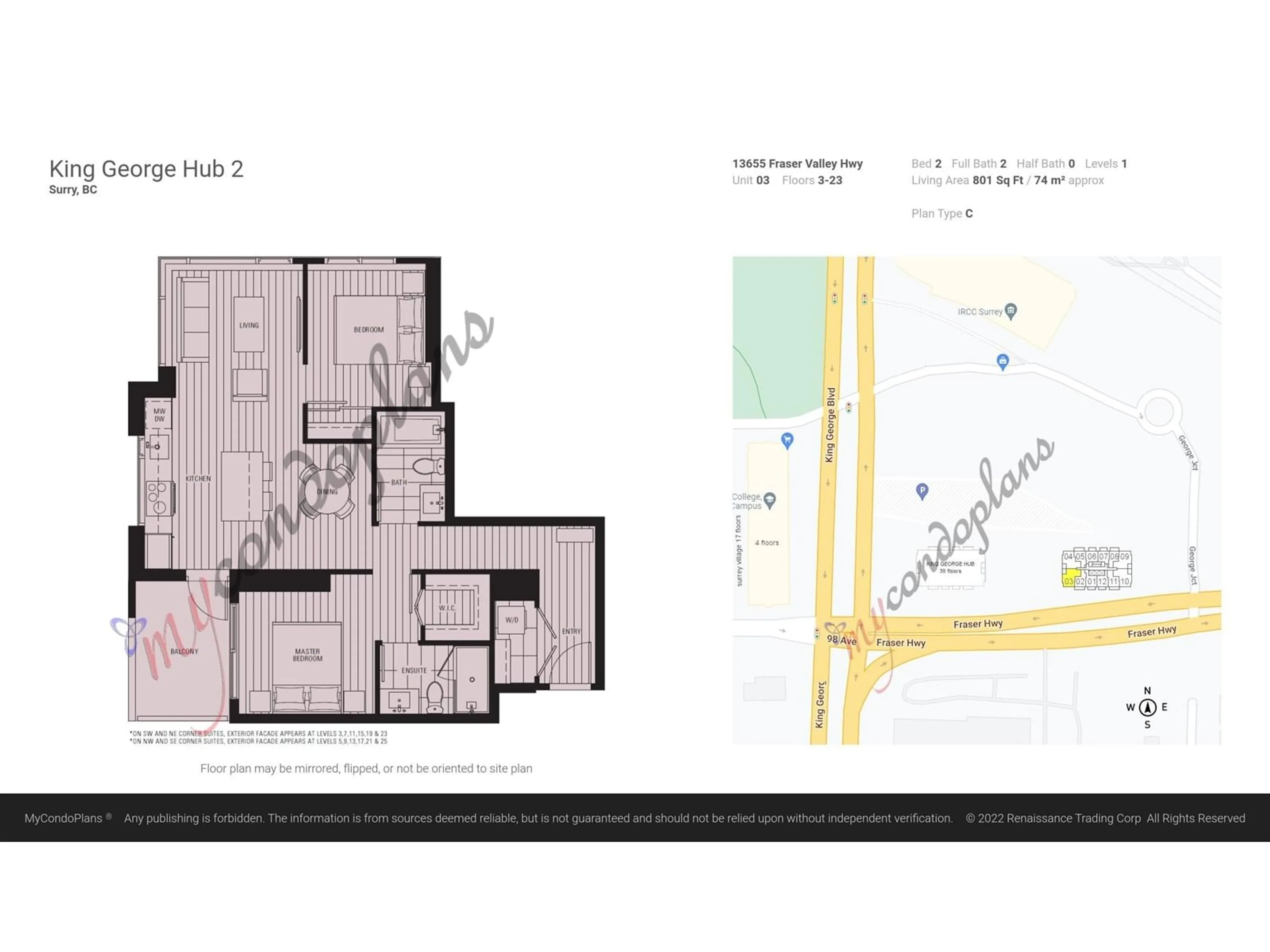 Floor plan for 2303 - 13655 FRASER, Surrey British Columbia V3T0P8