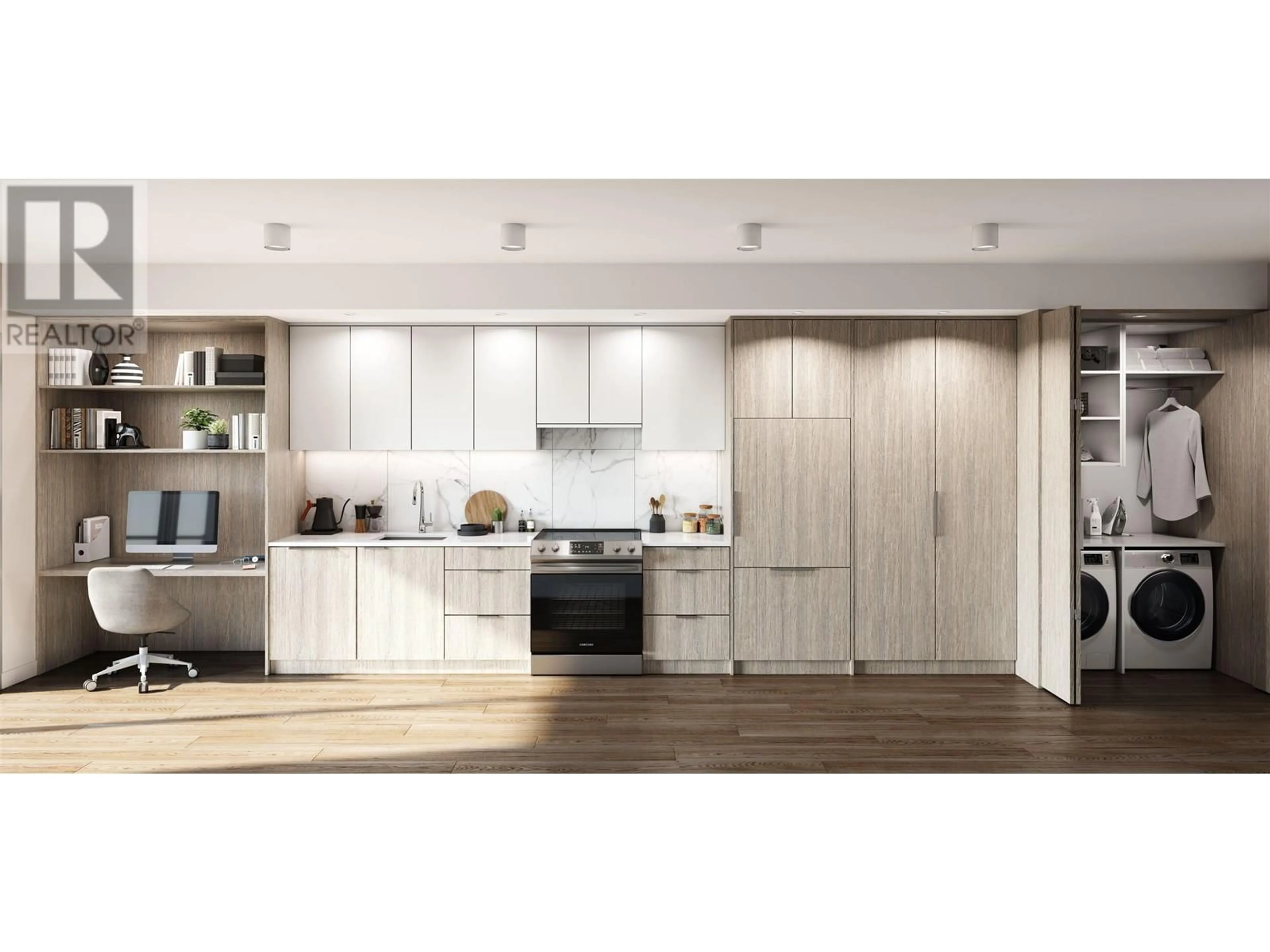 Open concept kitchen, wood/laminate floor for 401 - 154 JAMES ROAD, Port Moody British Columbia V0V0V0