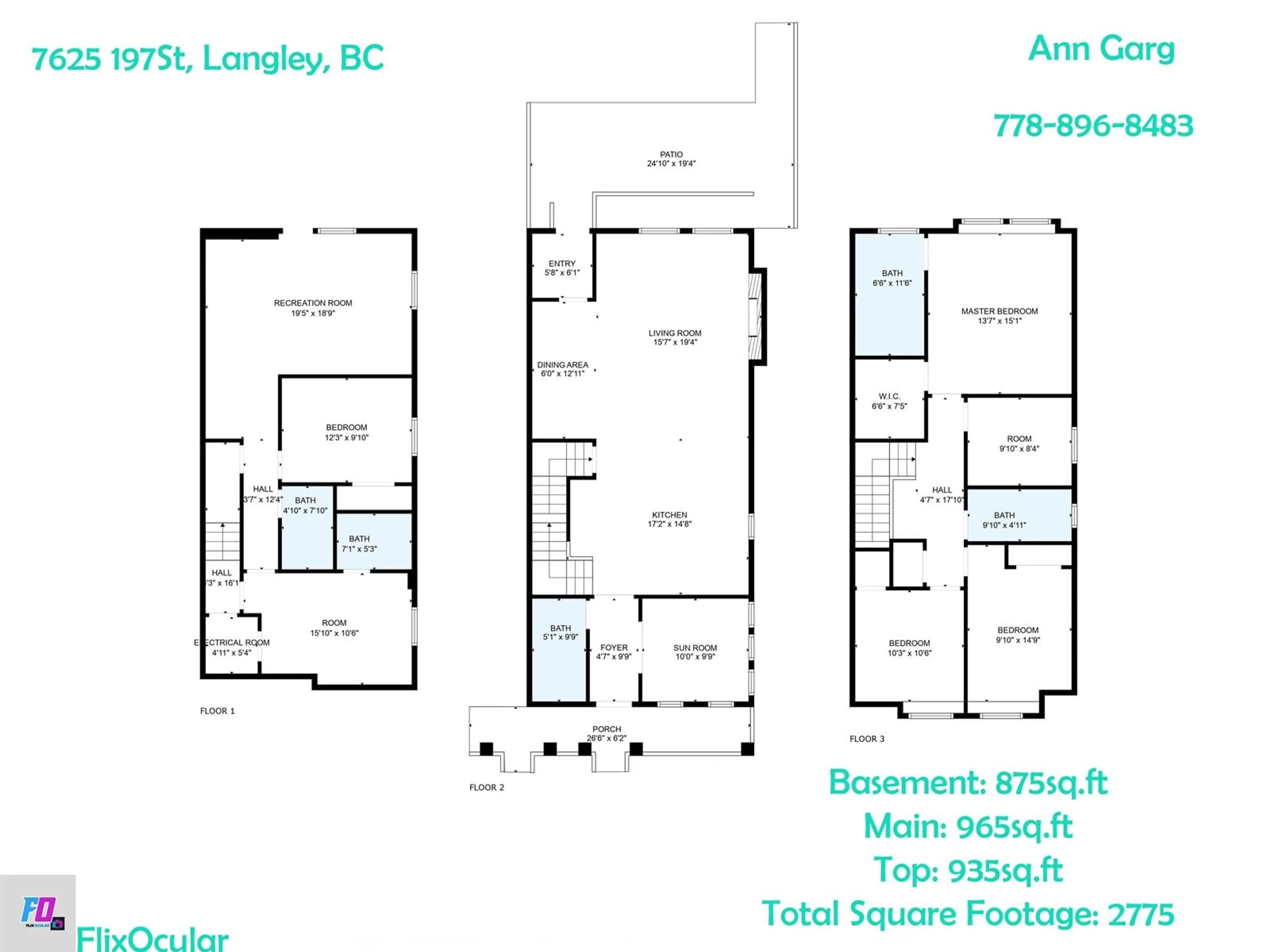 Floor plan for 7625 197, Langley British Columbia V3A7X8