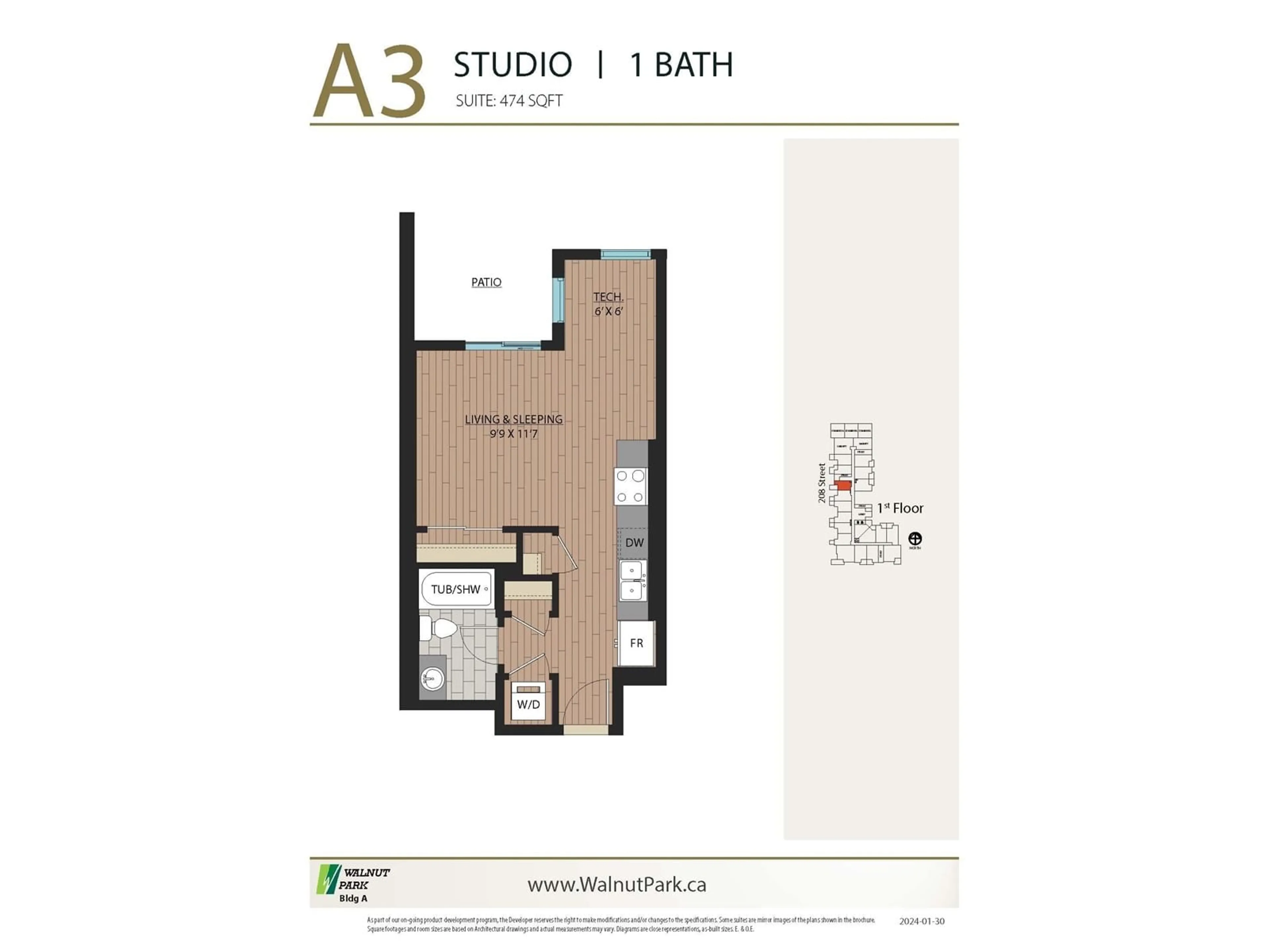 Floor plan for A124 - 8233 208B, Langley British Columbia V2Y4M7