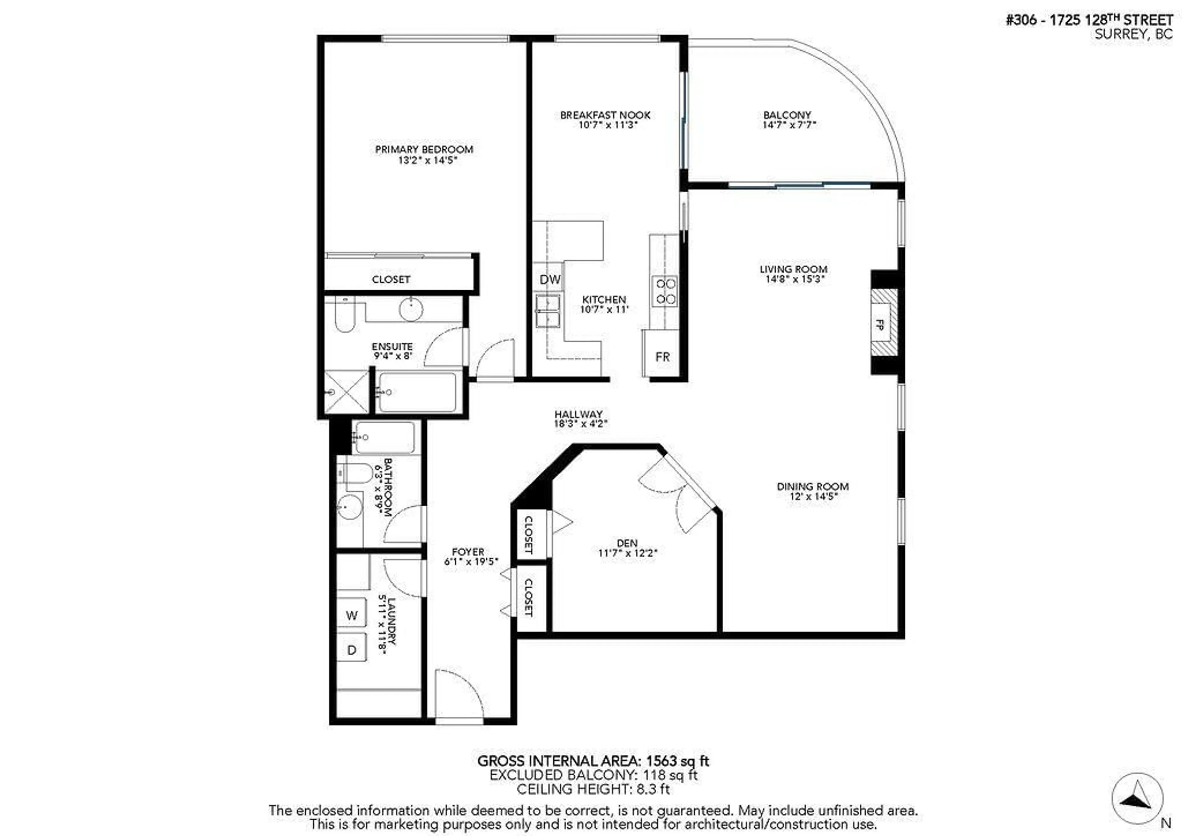 Floor plan for 306 - 1725 128, Surrey British Columbia V4A3V2