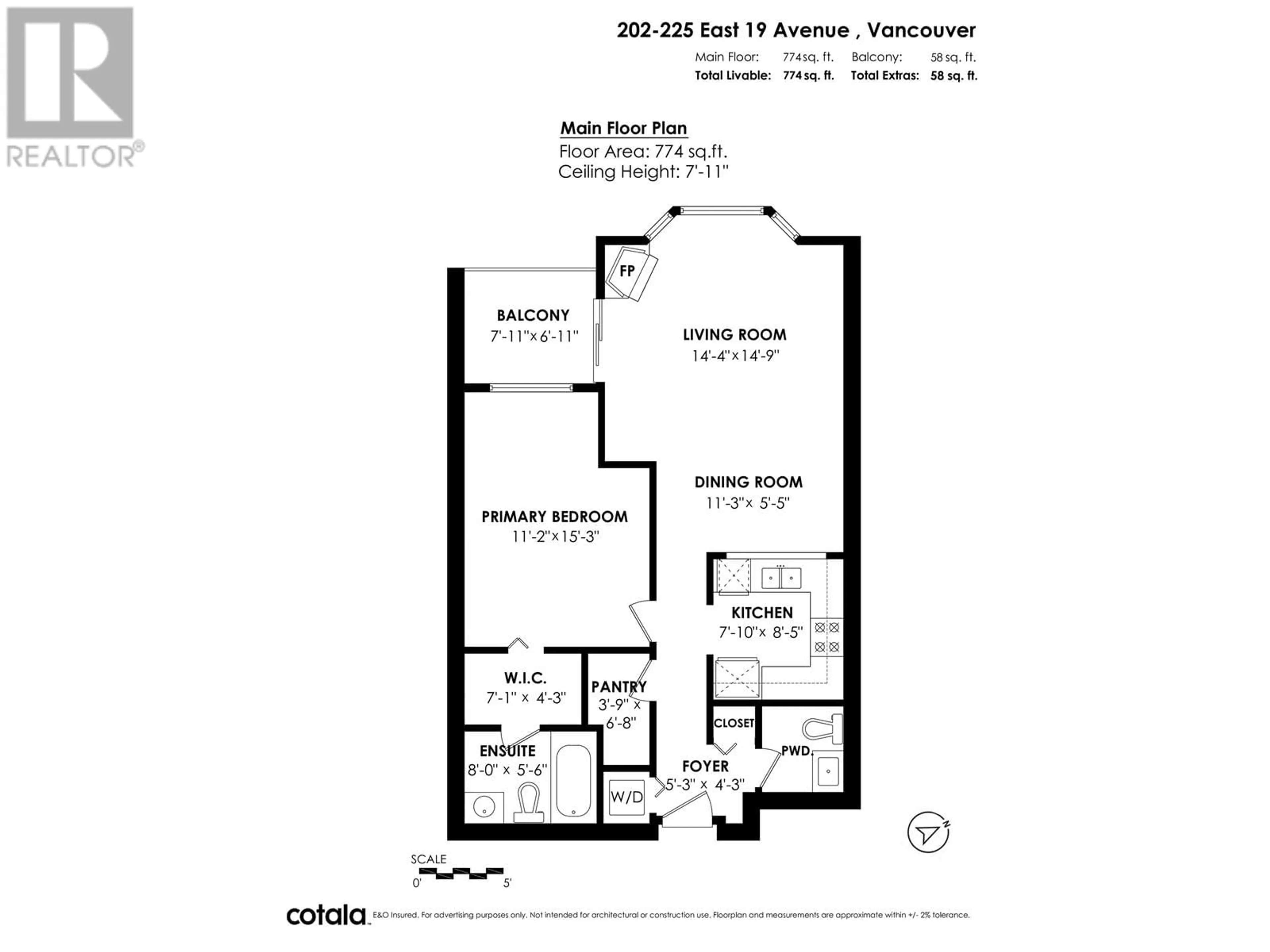 Floor plan for 202 - 225 19TH AVENUE, Vancouver British Columbia V5V1J3