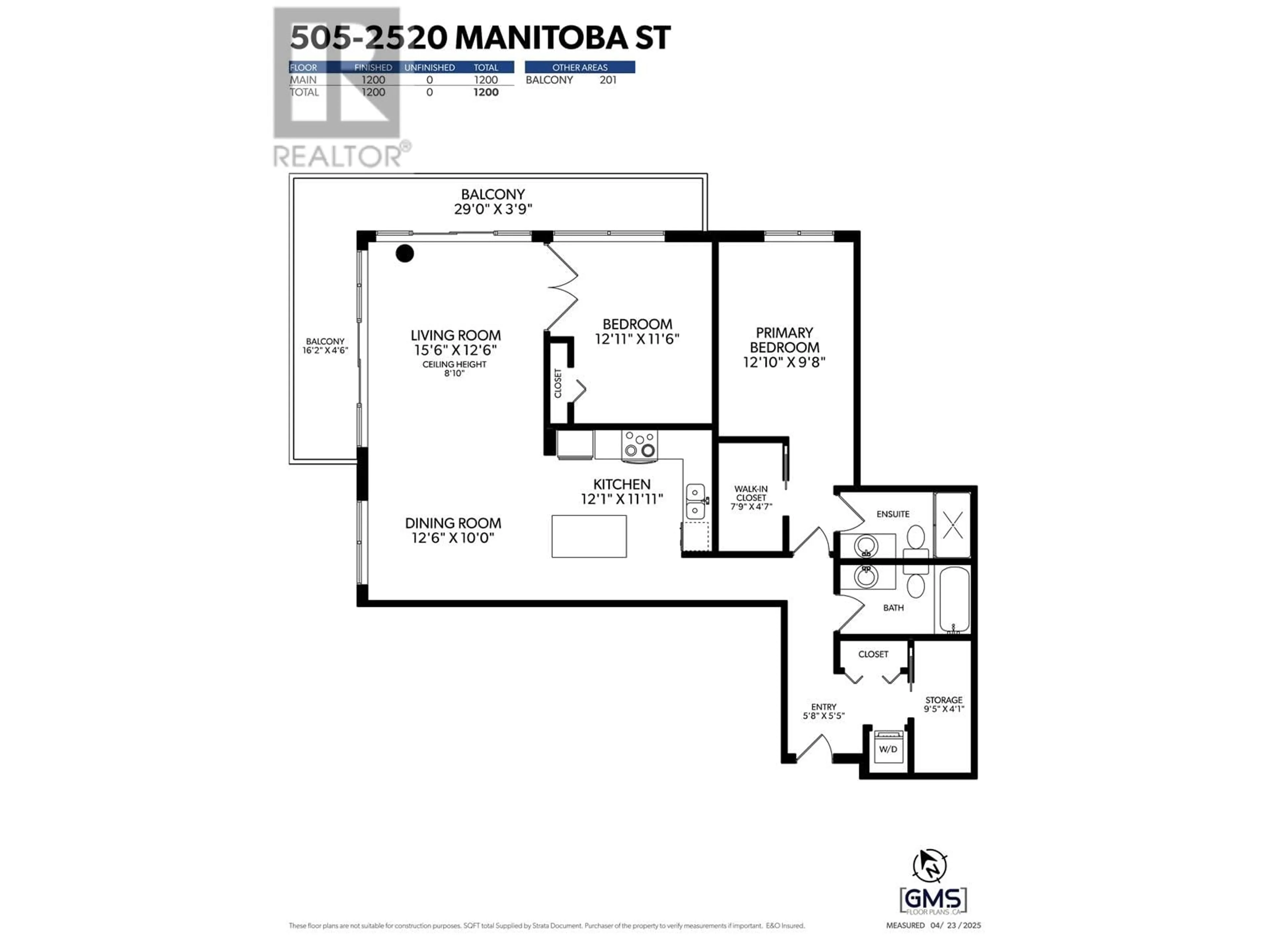 Floor plan for 505 - 2520 MANITOBA STREET, Vancouver British Columbia V5Y3A6