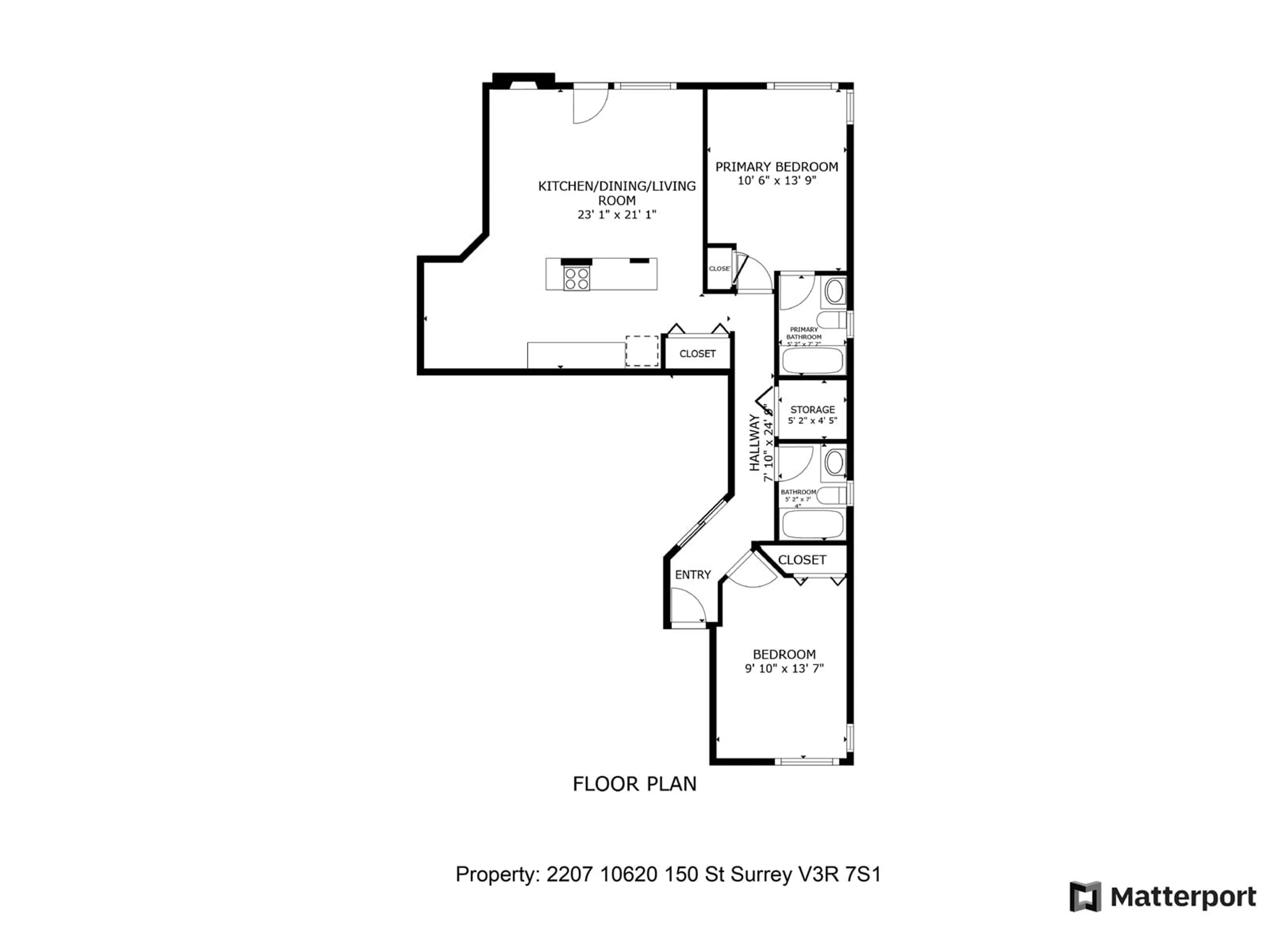 Floor plan for 2207 - 10620 150, Surrey British Columbia V3R7K3