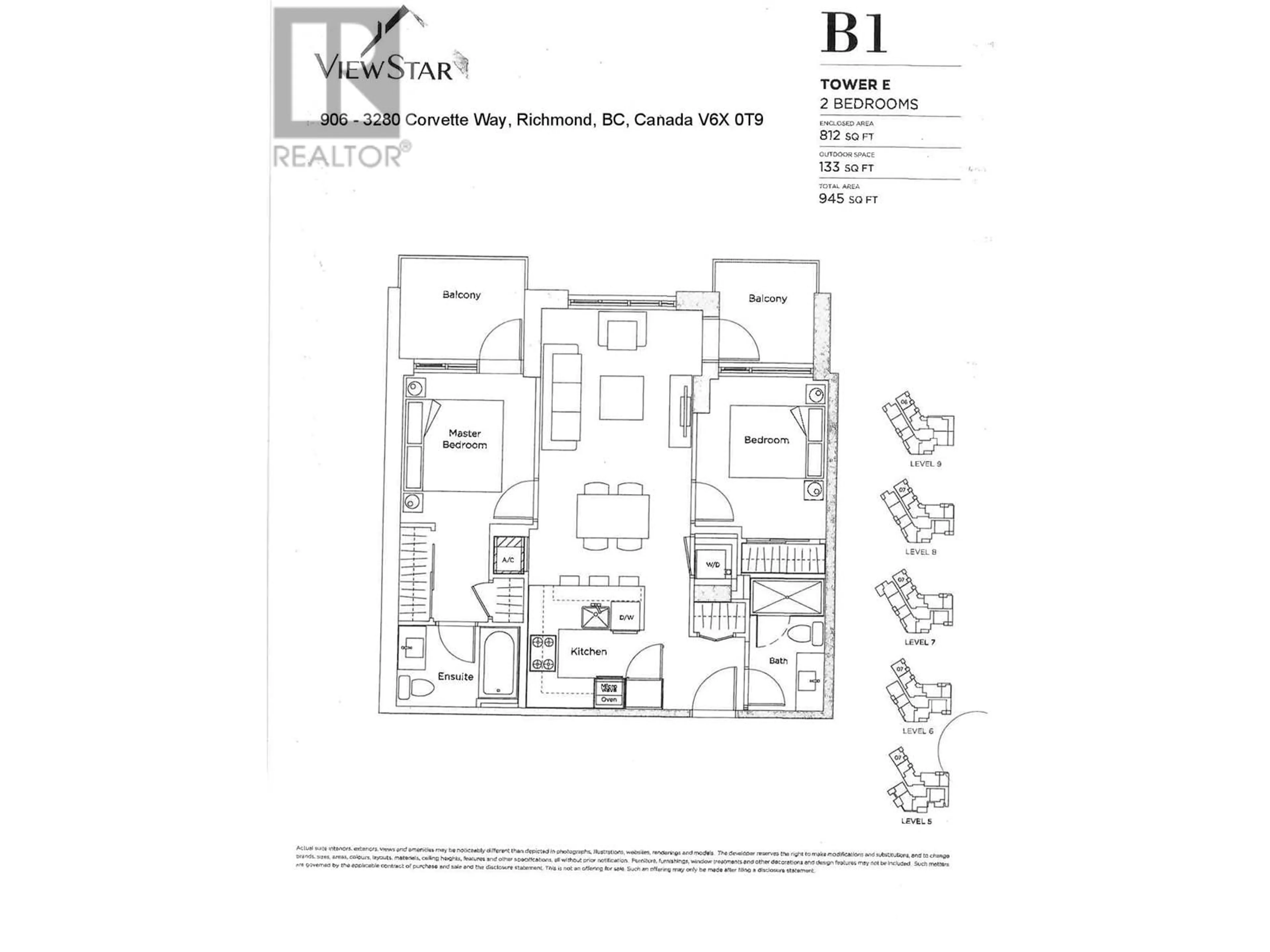 Floor plan for 906 - 3280 CORVETTE WAY, Richmond British Columbia V6X0T9