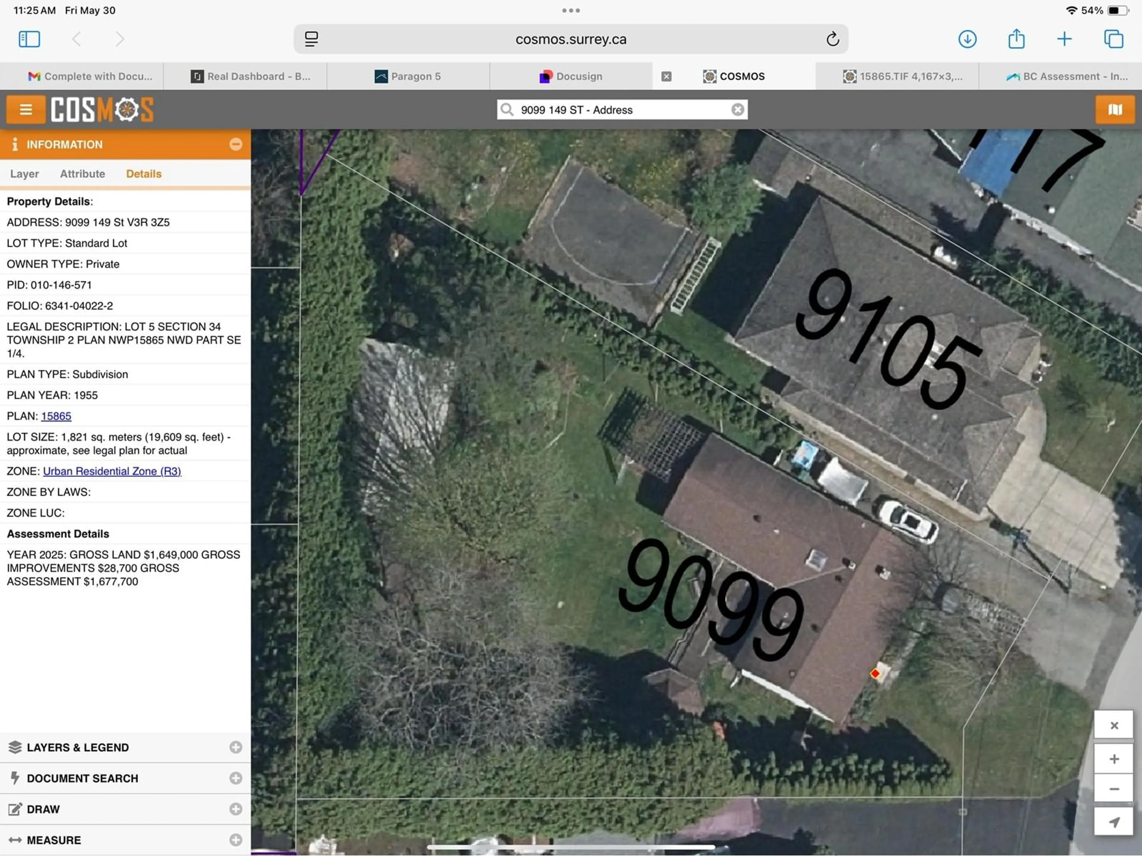 A pic from outside/outdoor area/front of a property/back of a property/a pic from drone, street for 9099 149, Surrey British Columbia V3R3Z5