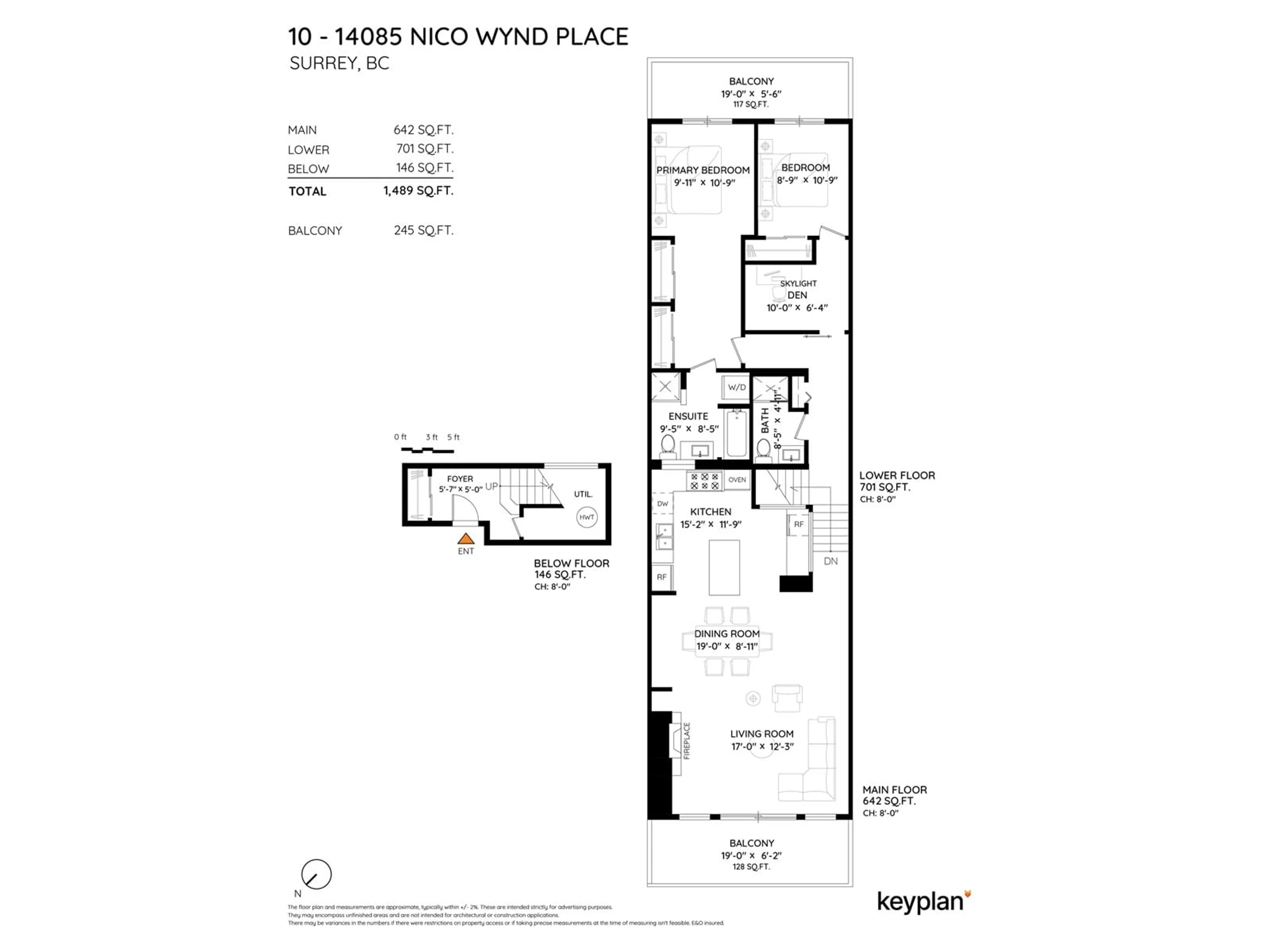 Floor plan for 10 - 14085 NICO WYND, Surrey British Columbia V4P1J2