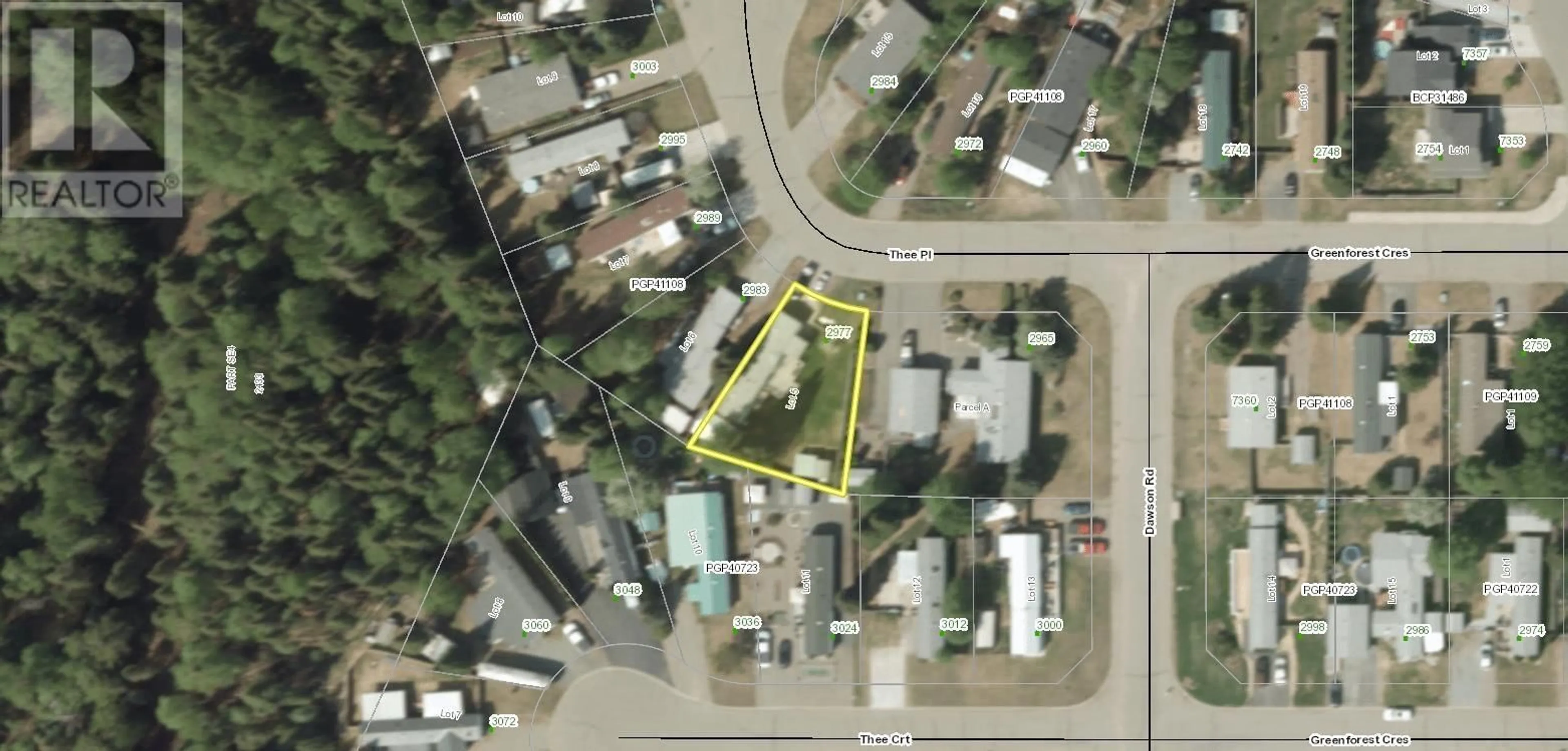 A pic from outside/outdoor area/front of a property/back of a property/a pic from drone, street for 2977 THEE PLACE, Prince George British Columbia V2K5B8