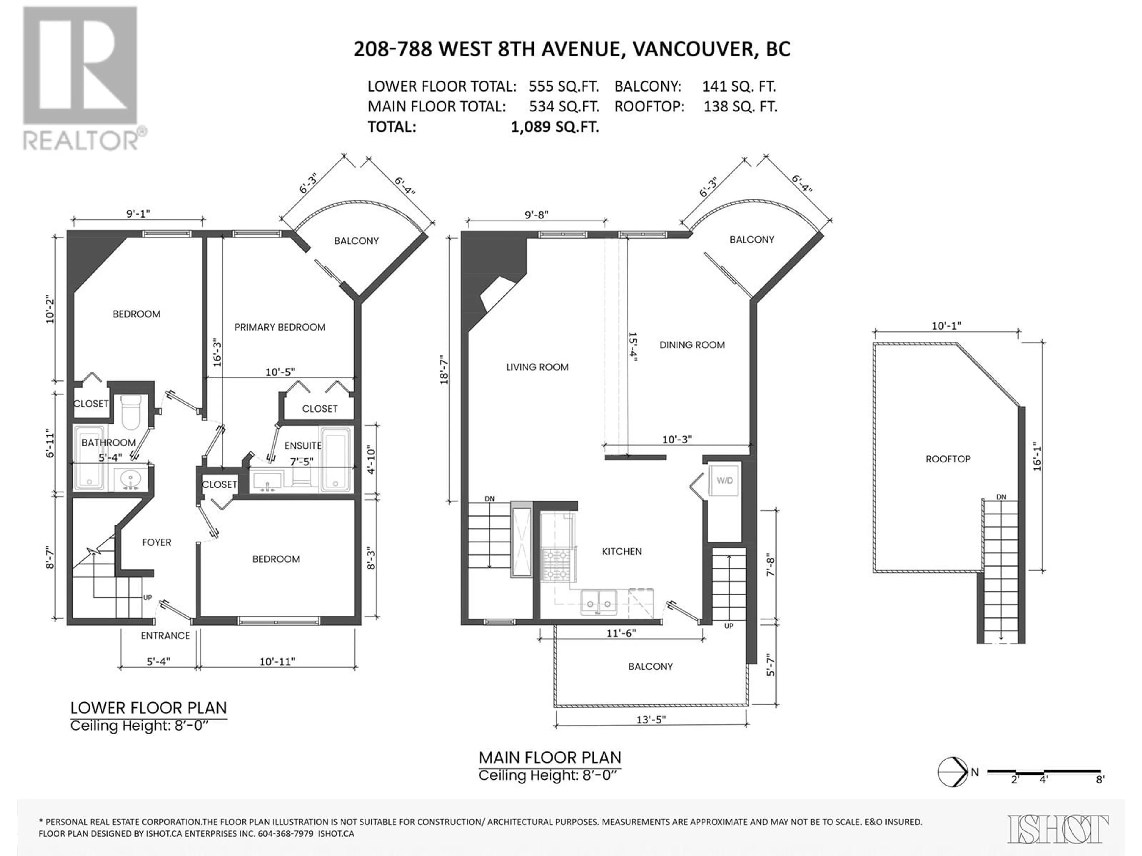 Floor plan for 208 - 788 WEST 8TH AVENUE, Vancouver British Columbia V5Z1E1