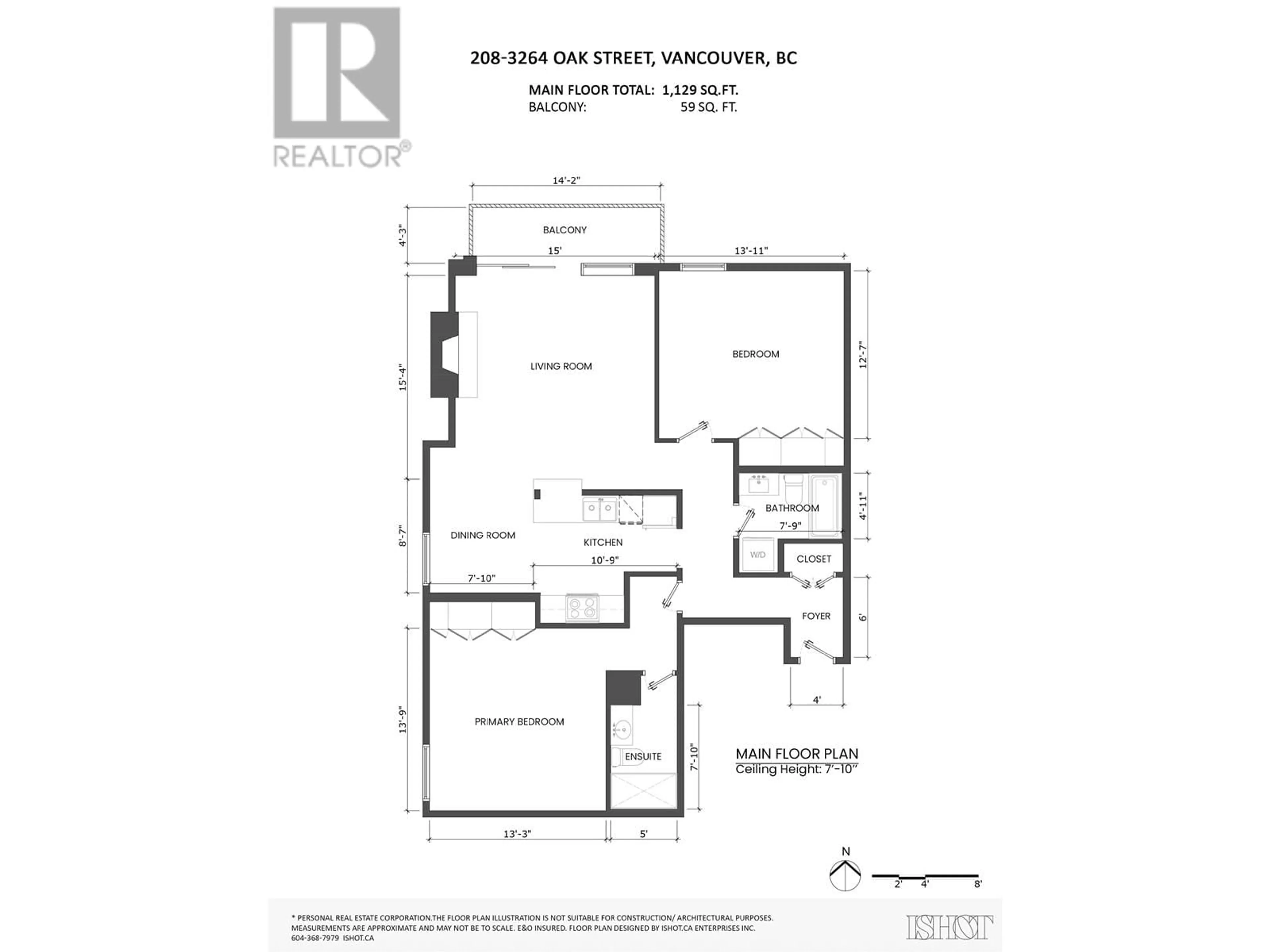 Floor plan for 208 - 3264 OAK STREET, Vancouver British Columbia V6H2L3