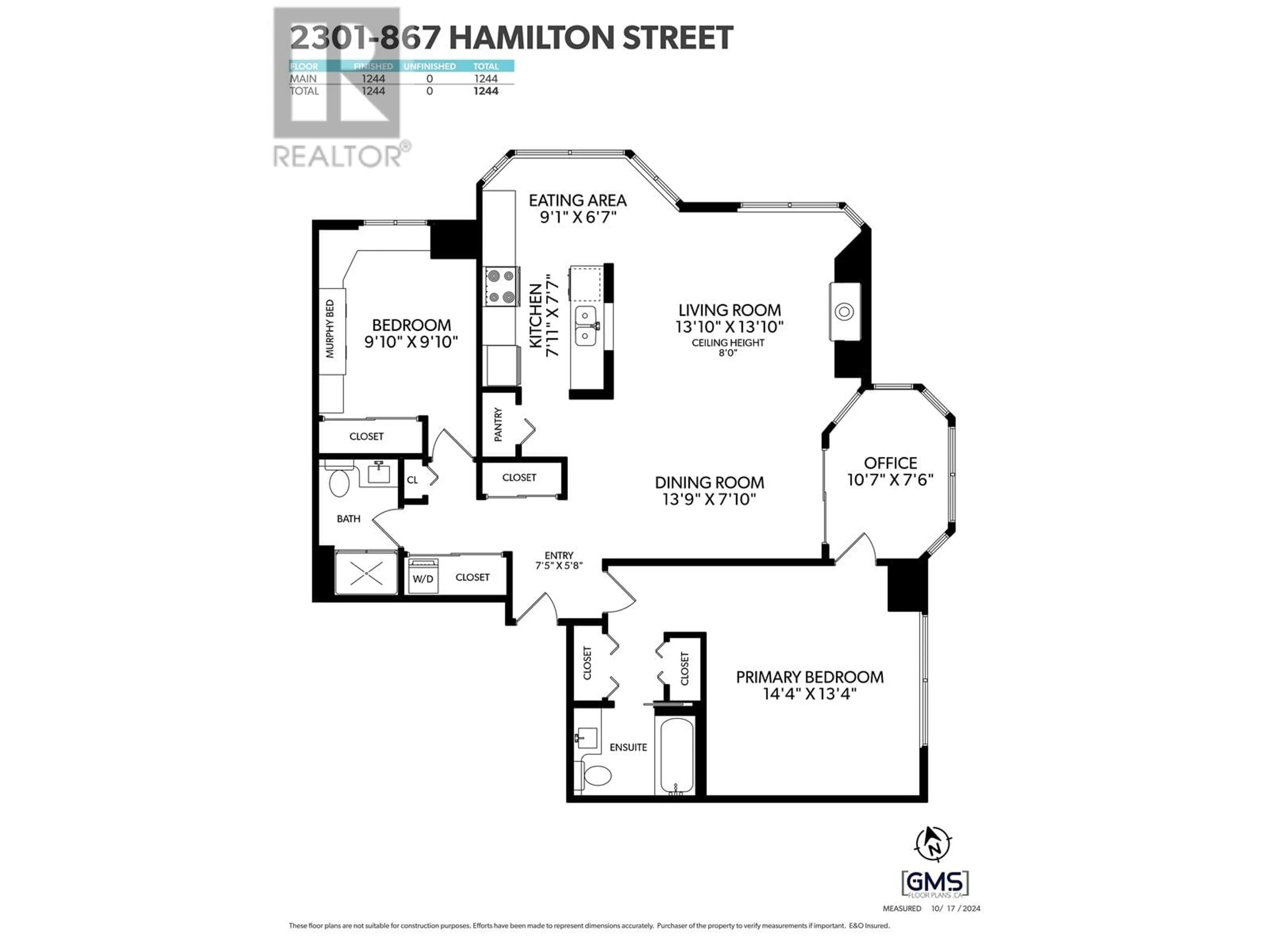 Floor plan for 2301 - 867 HAMILTON STREET, Vancouver British Columbia V6B6B7