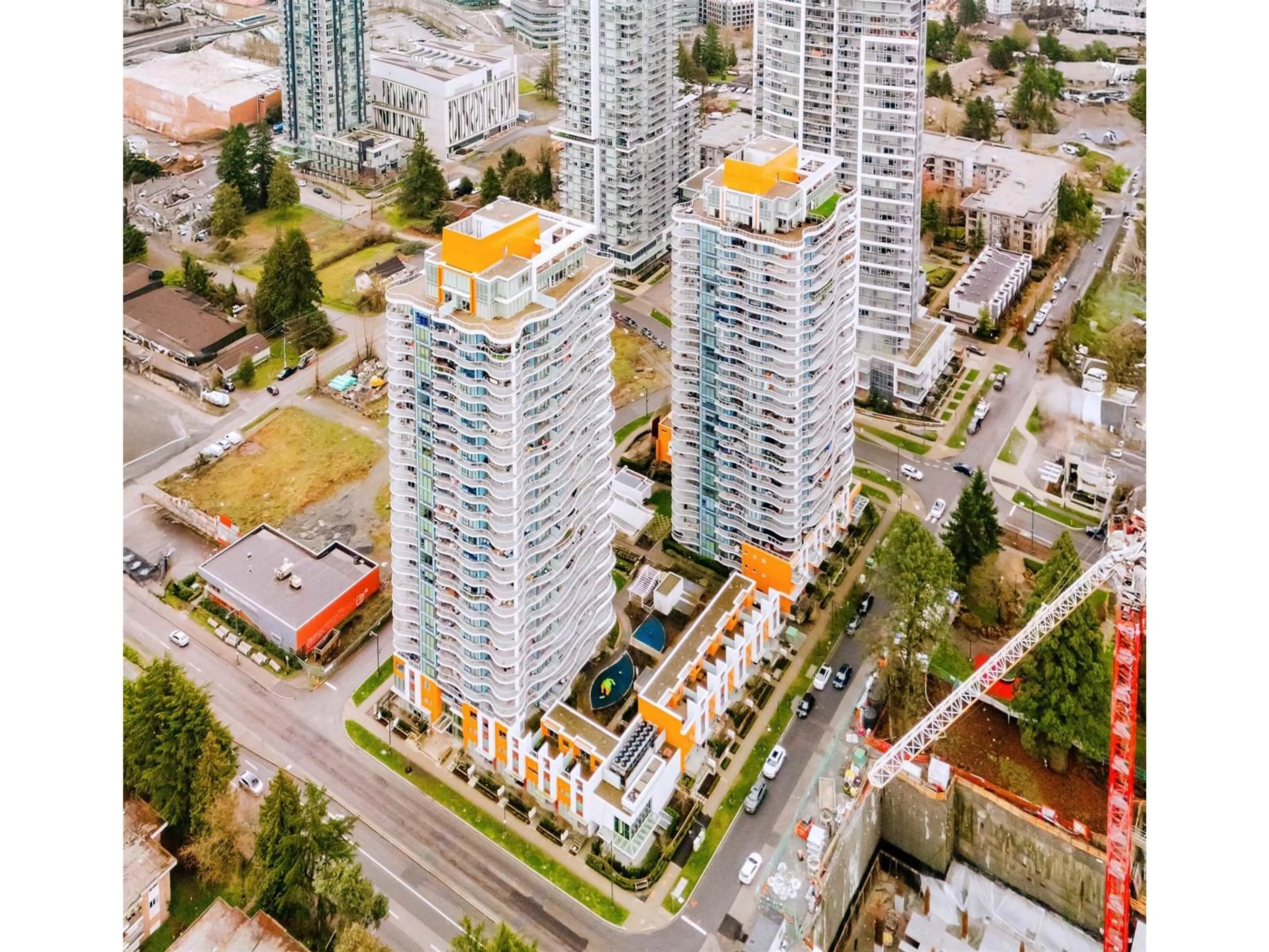 A pic from outside/outdoor area/front of a property/back of a property/a pic from drone, city buildings view from balcony for 2102 - 13303 CENTRAL, Surrey British Columbia V3T0K6