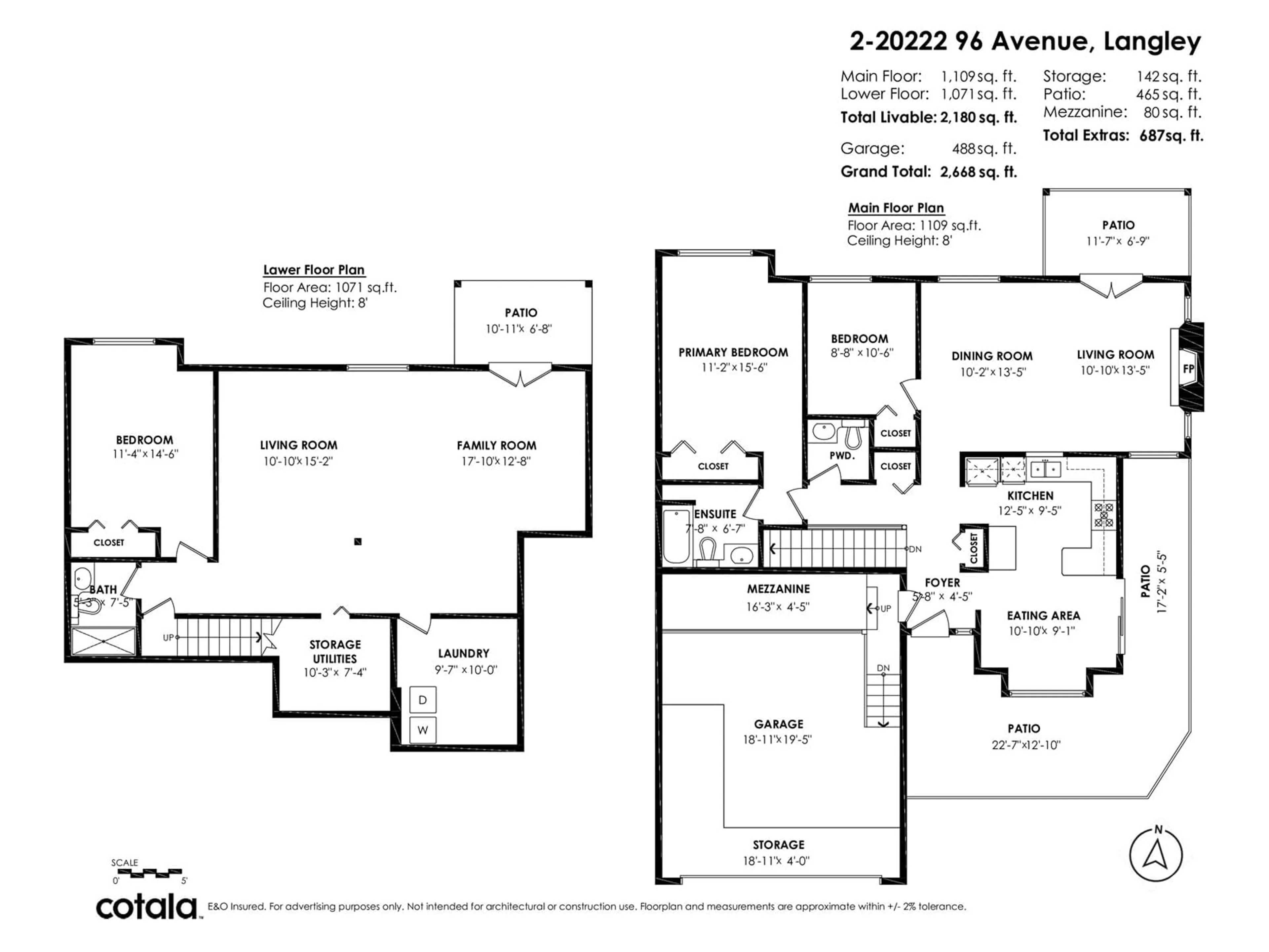 Floor plan for 2 - 20222 96, Langley British Columbia V1M3C3