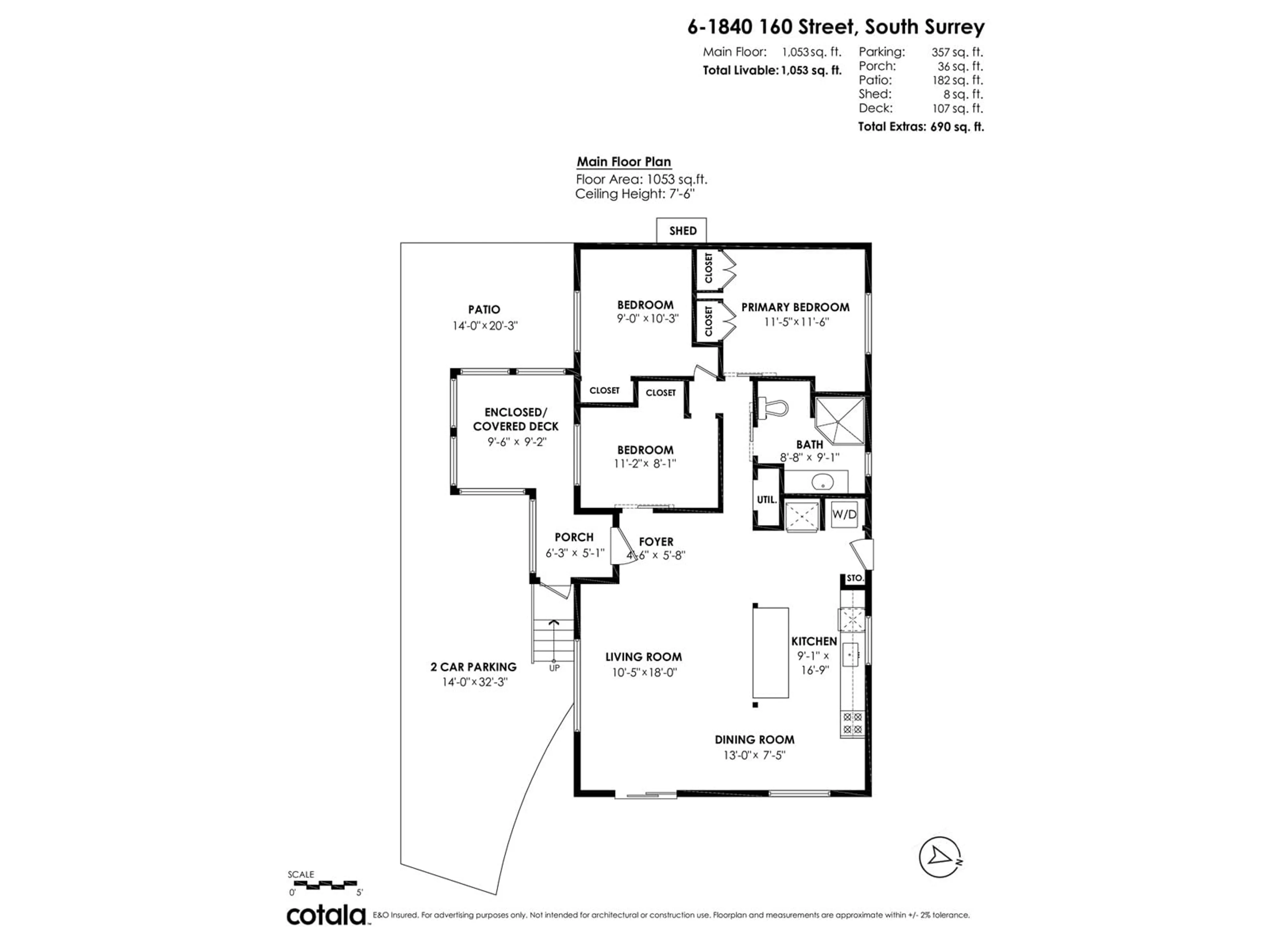 Floor plan for 6 - 1840 160, Surrey British Columbia V4A4X4