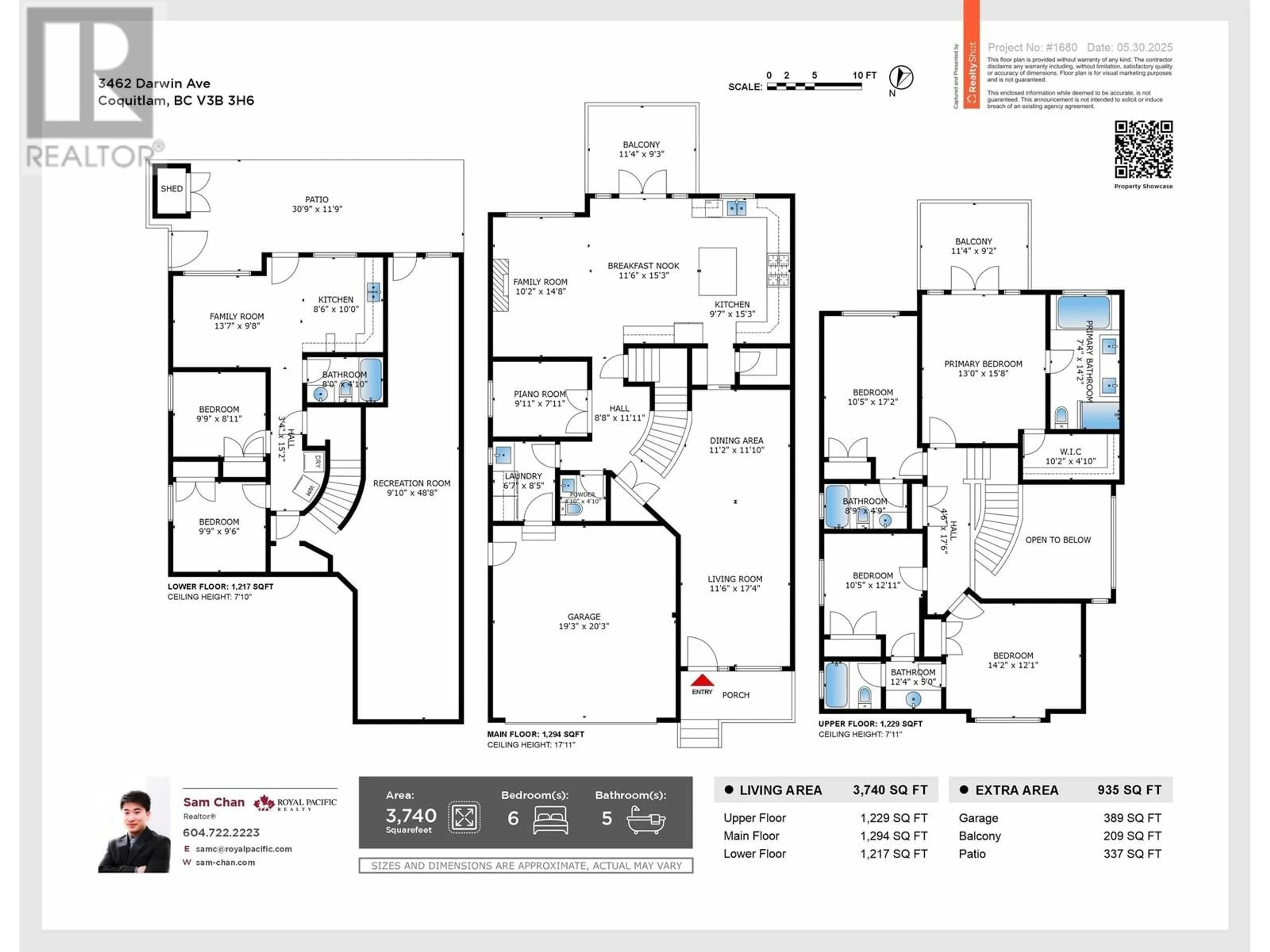 Floor plan for 3462 DARWIN AVENUE, Coquitlam British Columbia V3B3H6