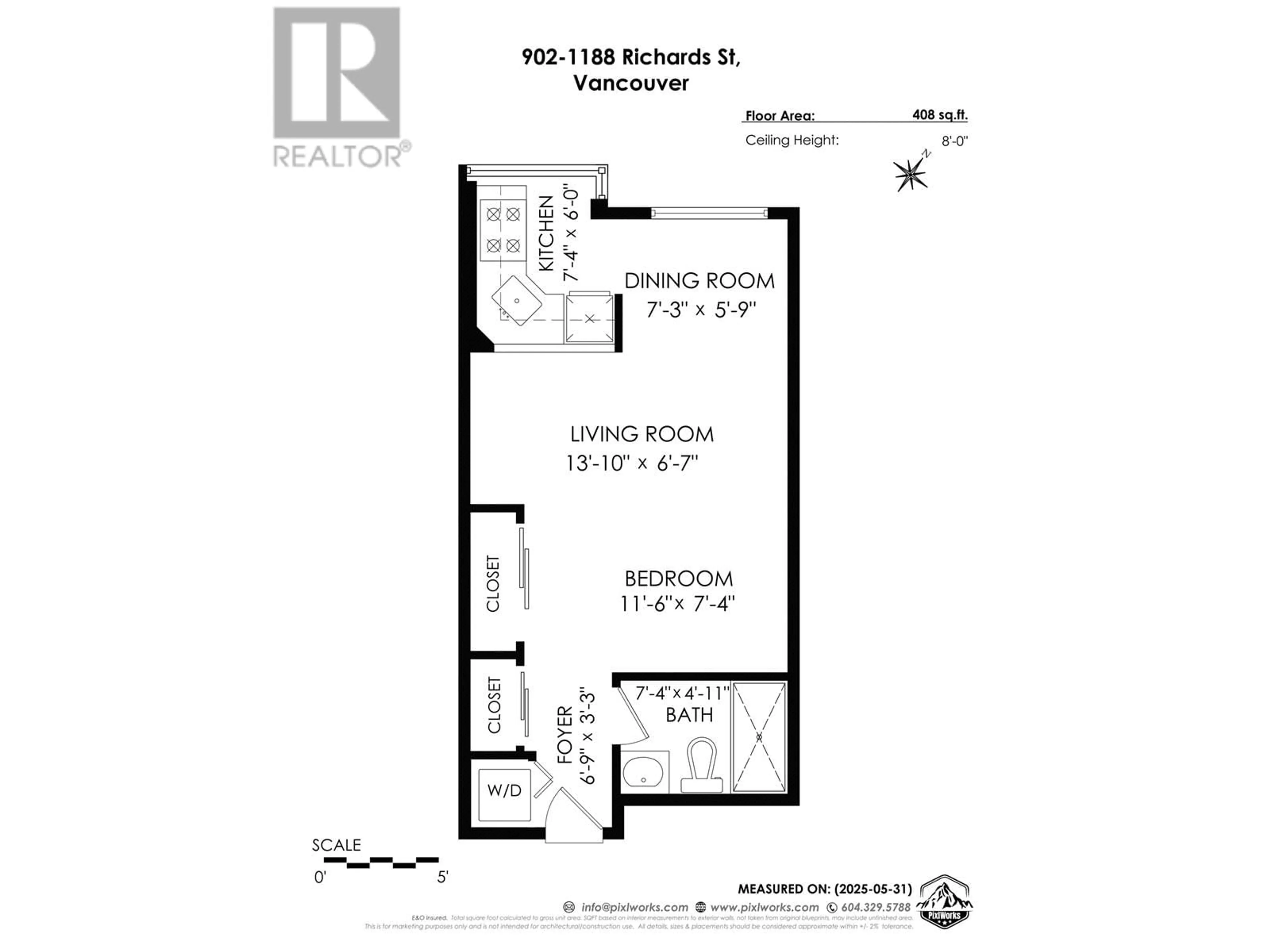 Floor plan for 902 - 1188 RICHARDS STREET, Vancouver British Columbia V6B3E6