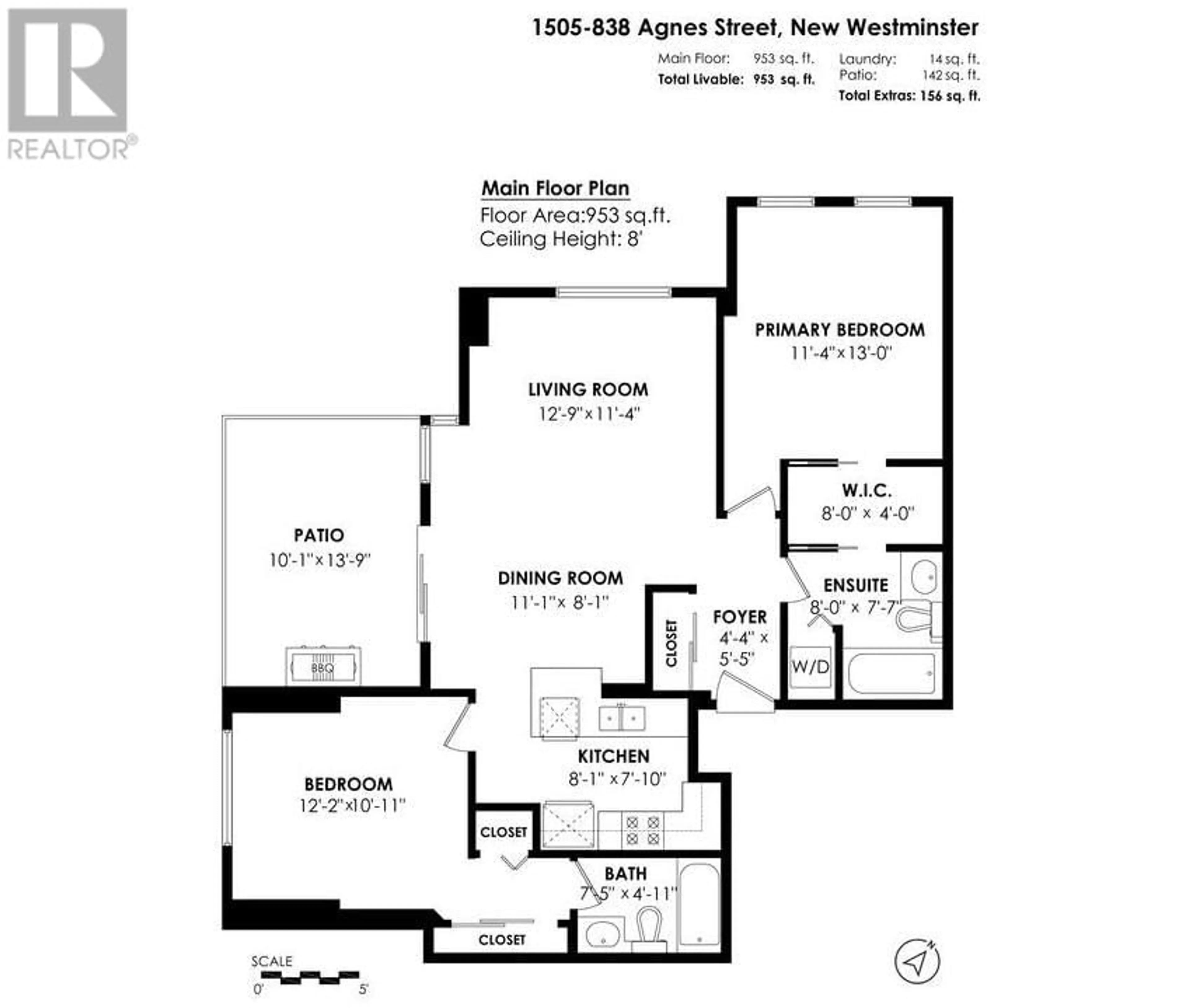Floor plan for 1505 - 838 AGNES STREET, New Westminster British Columbia V3M6R3