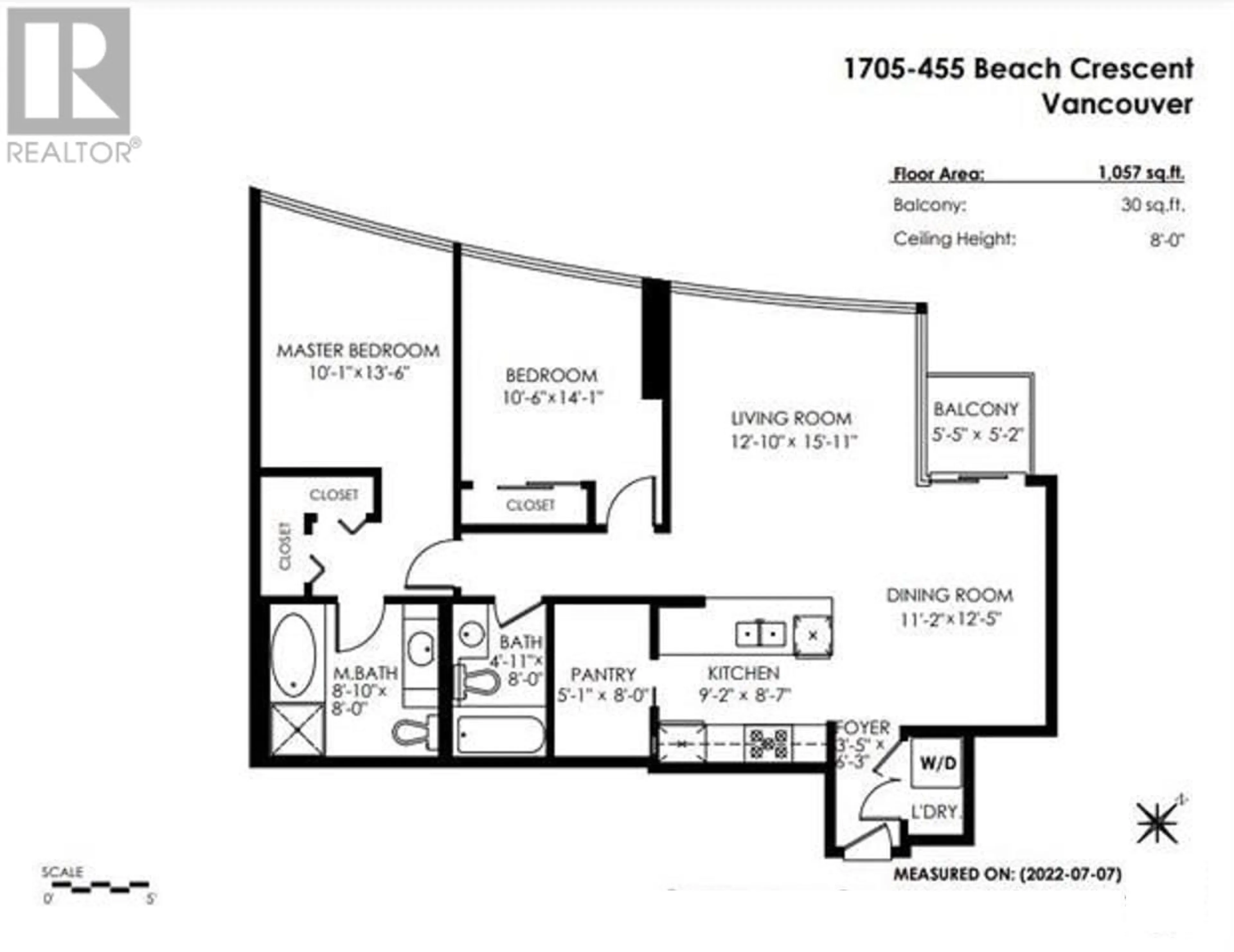 Floor plan for 1705 - 455 BEACH CRESCENT, Vancouver British Columbia V6Z3E5