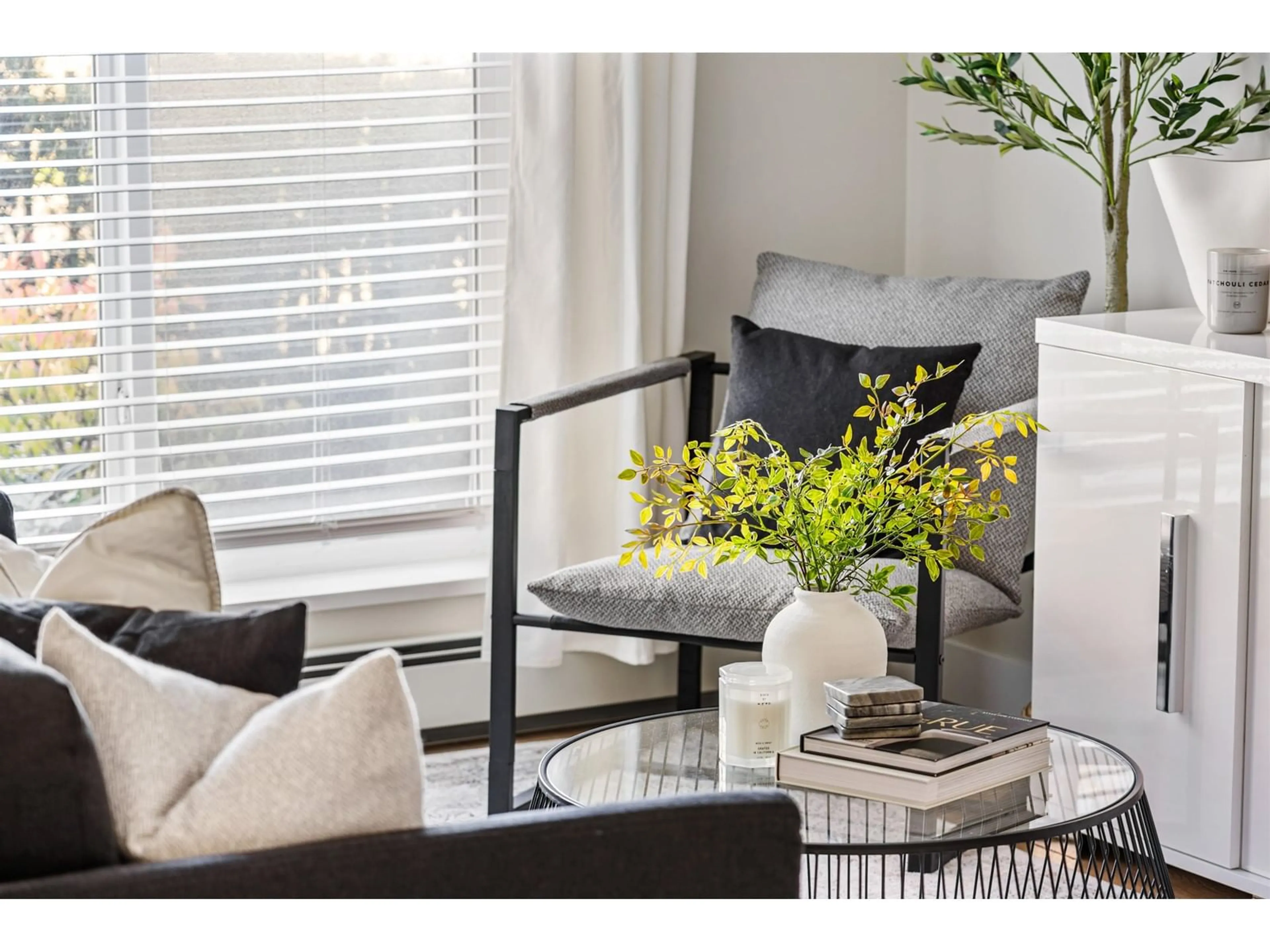 Living room with furniture, wood/laminate floor for A411 - 8233 208B, Langley British Columbia V0V0V0
