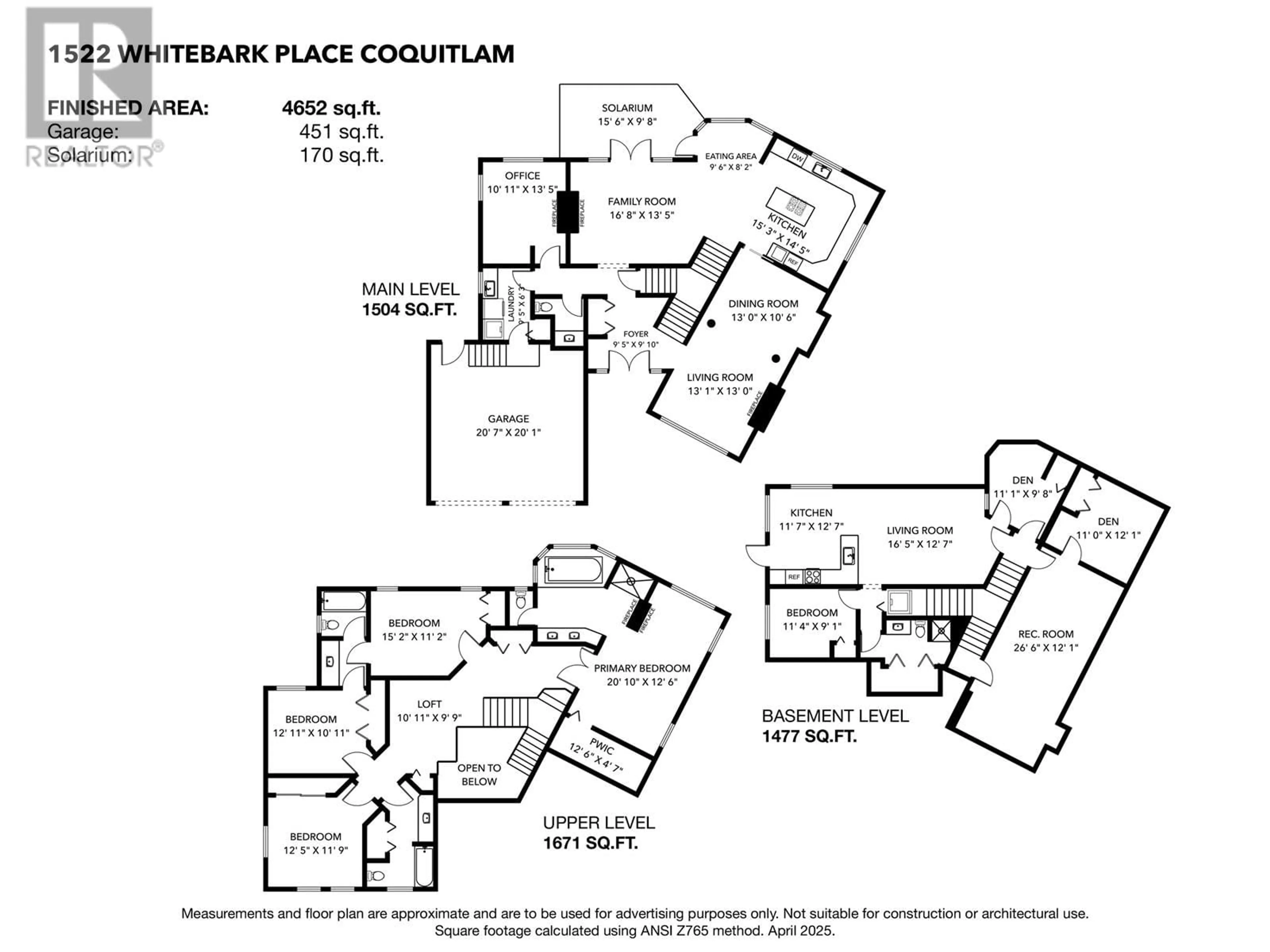 Floor plan for 1522 WHITEBARK PLACE, Coquitlam British Columbia V3E2V8