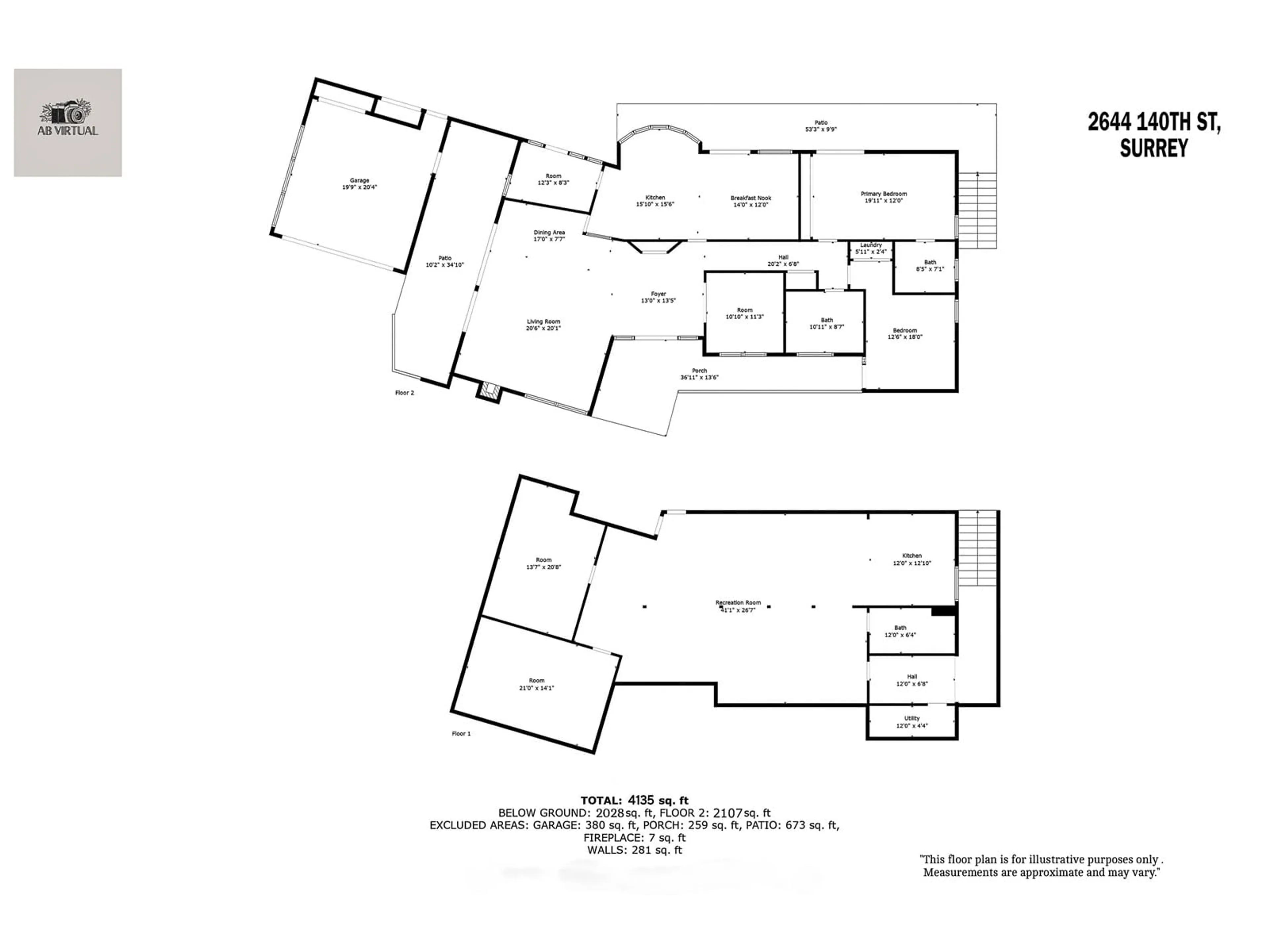 Floor plan for 2644 140, Surrey British Columbia V4P2C7