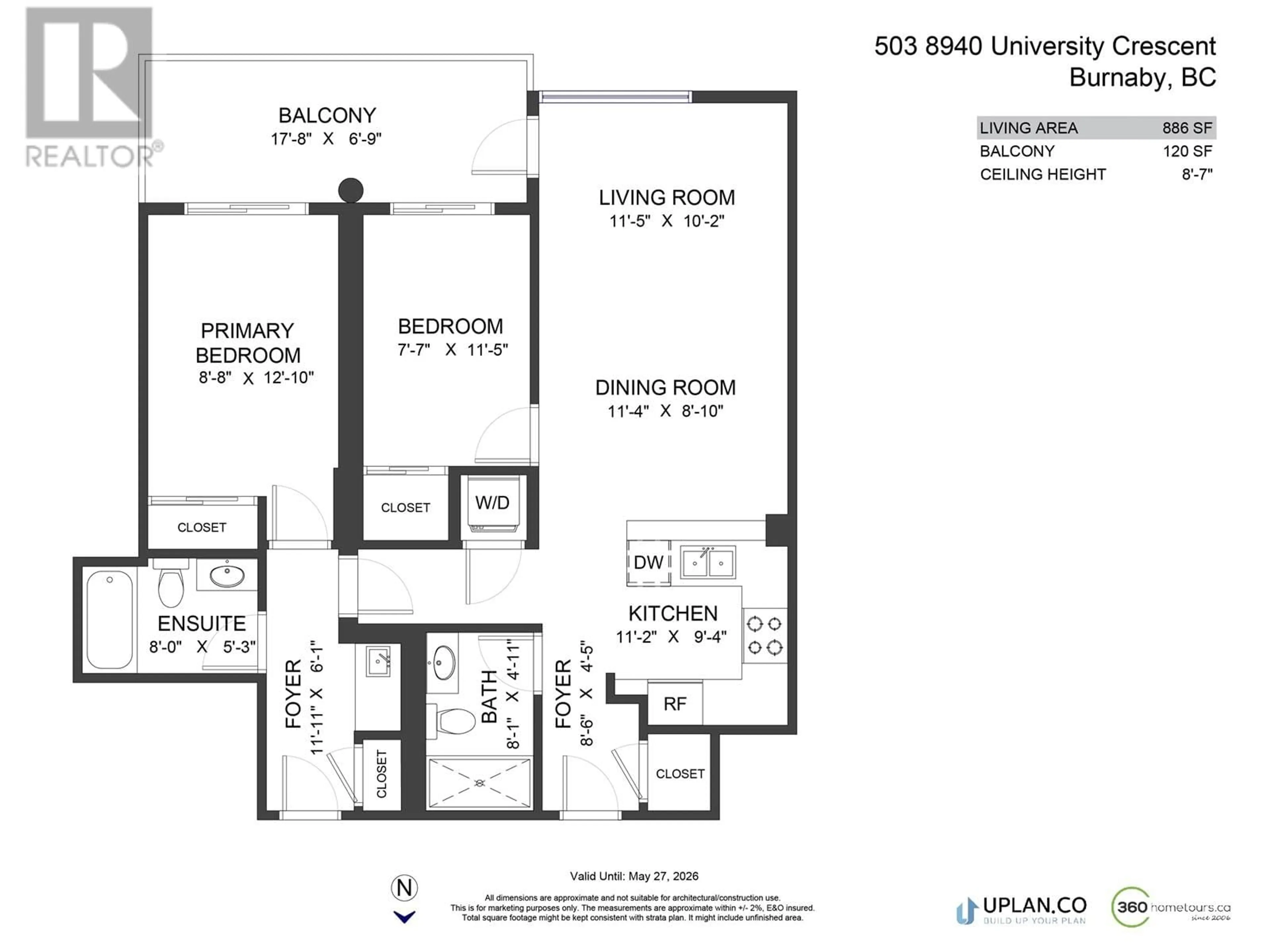 Floor plan for 503 - 8940 UNIVERSITY CRESCENT, Burnaby British Columbia V5A4Y8