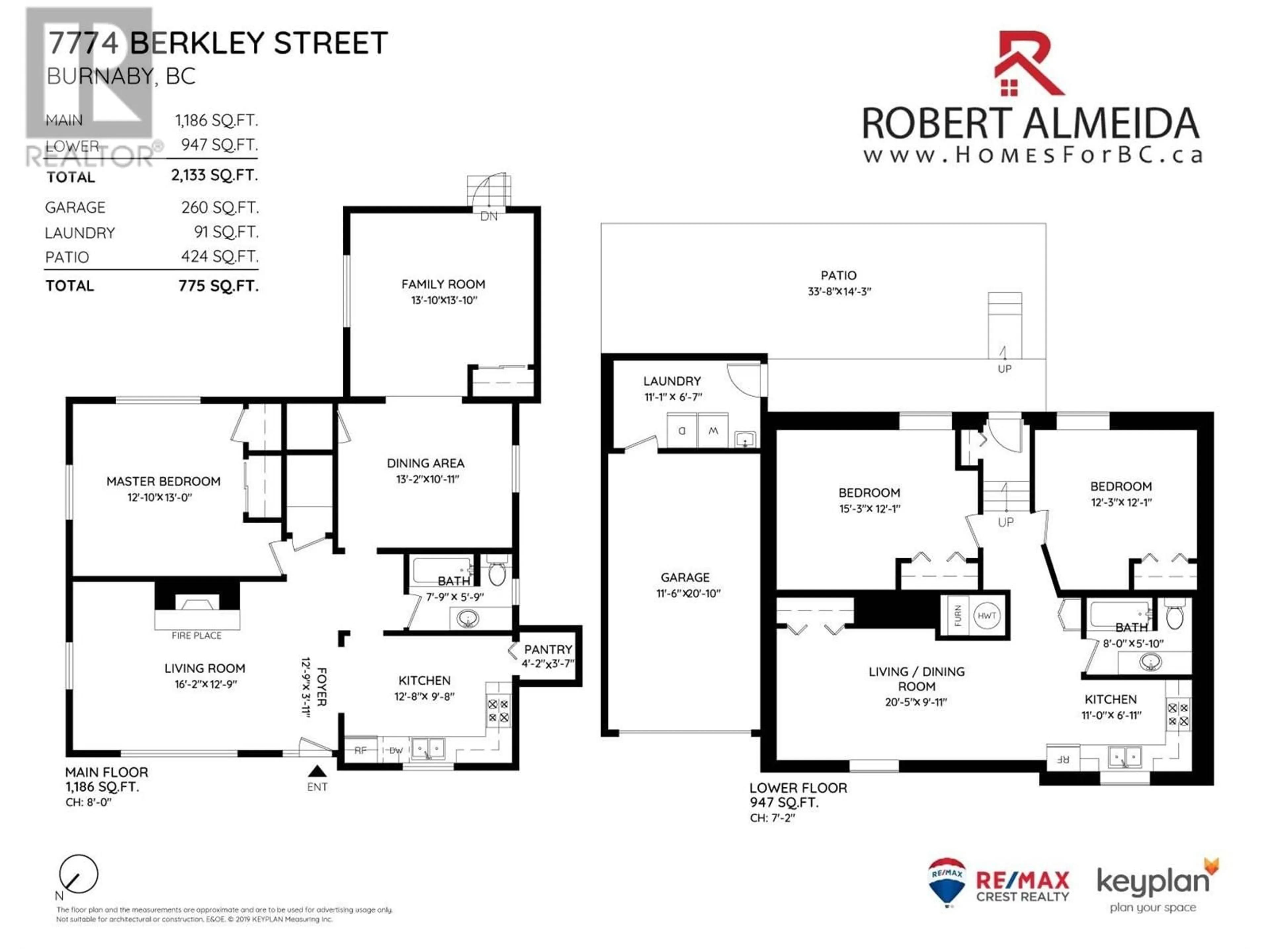 Floor plan for 7774 BERKLEY STREET, Burnaby British Columbia V5E2J7
