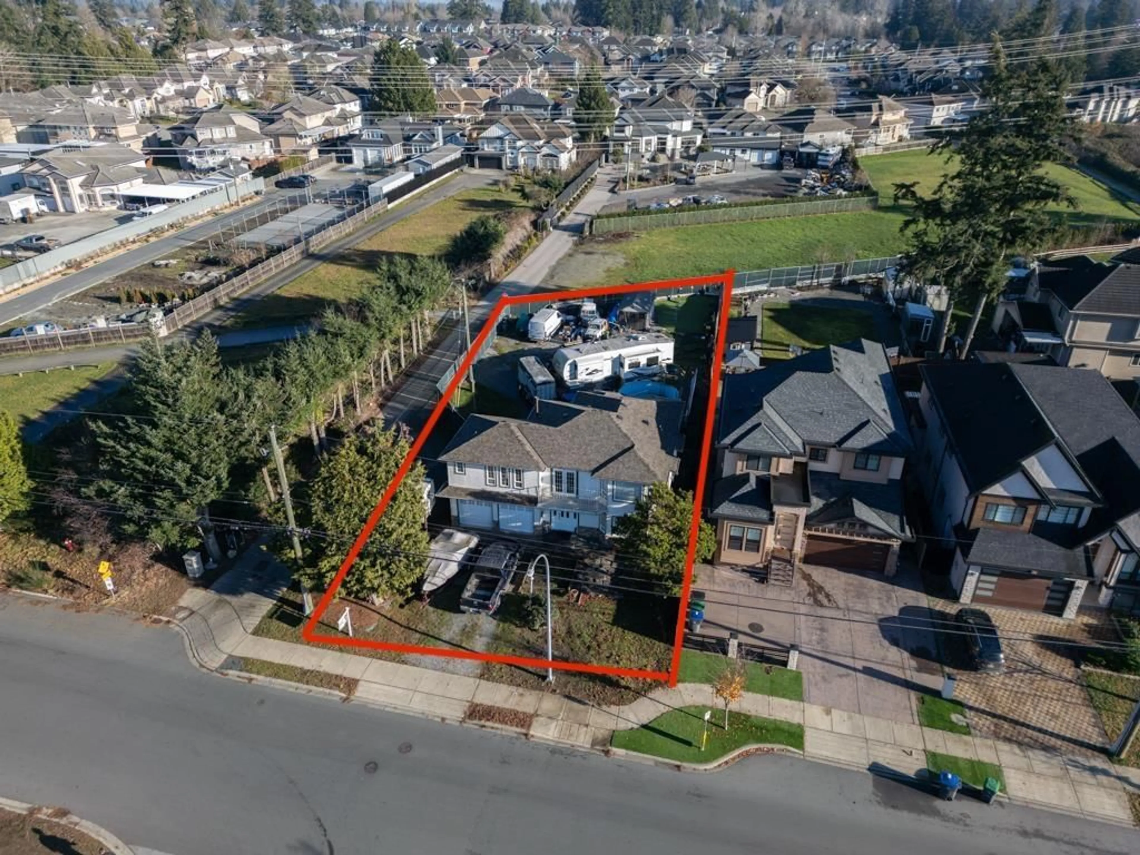 A pic from outside/outdoor area/front of a property/back of a property/a pic from drone, street for 6084 126, Surrey British Columbia V3X1V6