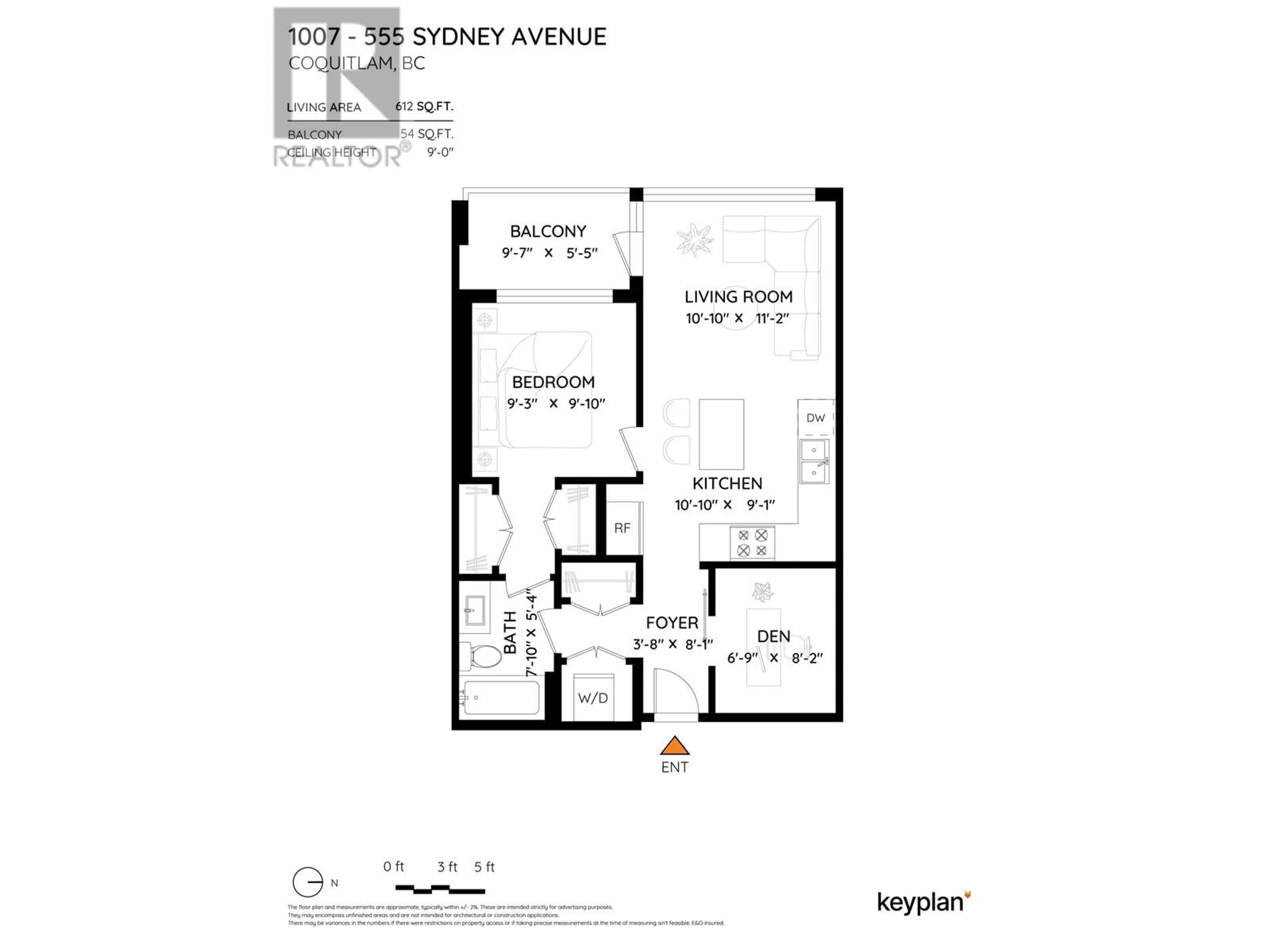 Floor plan for 1007 - 555 SYDNEY AVENUE, Coquitlam British Columbia V3K0G5