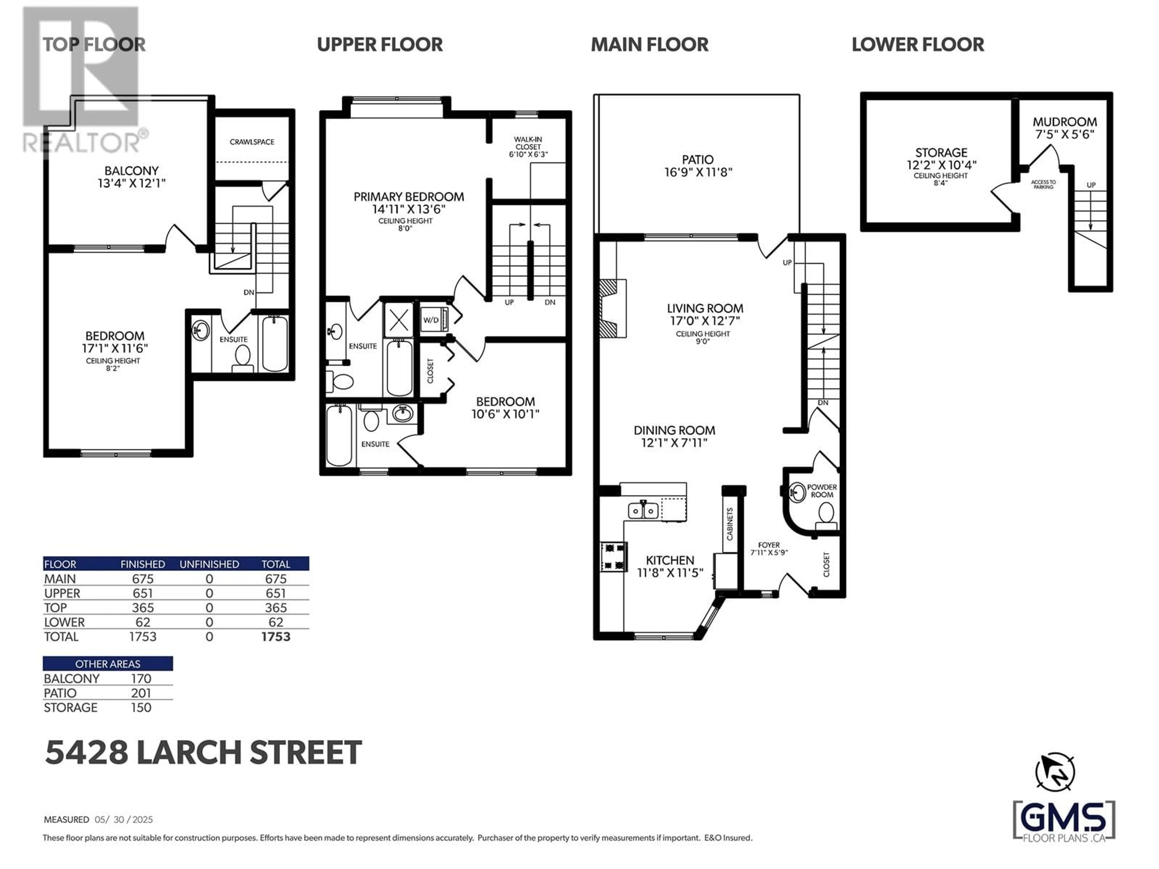 Floor plan for 5428 LARCH STREET, Vancouver British Columbia V6M4C8