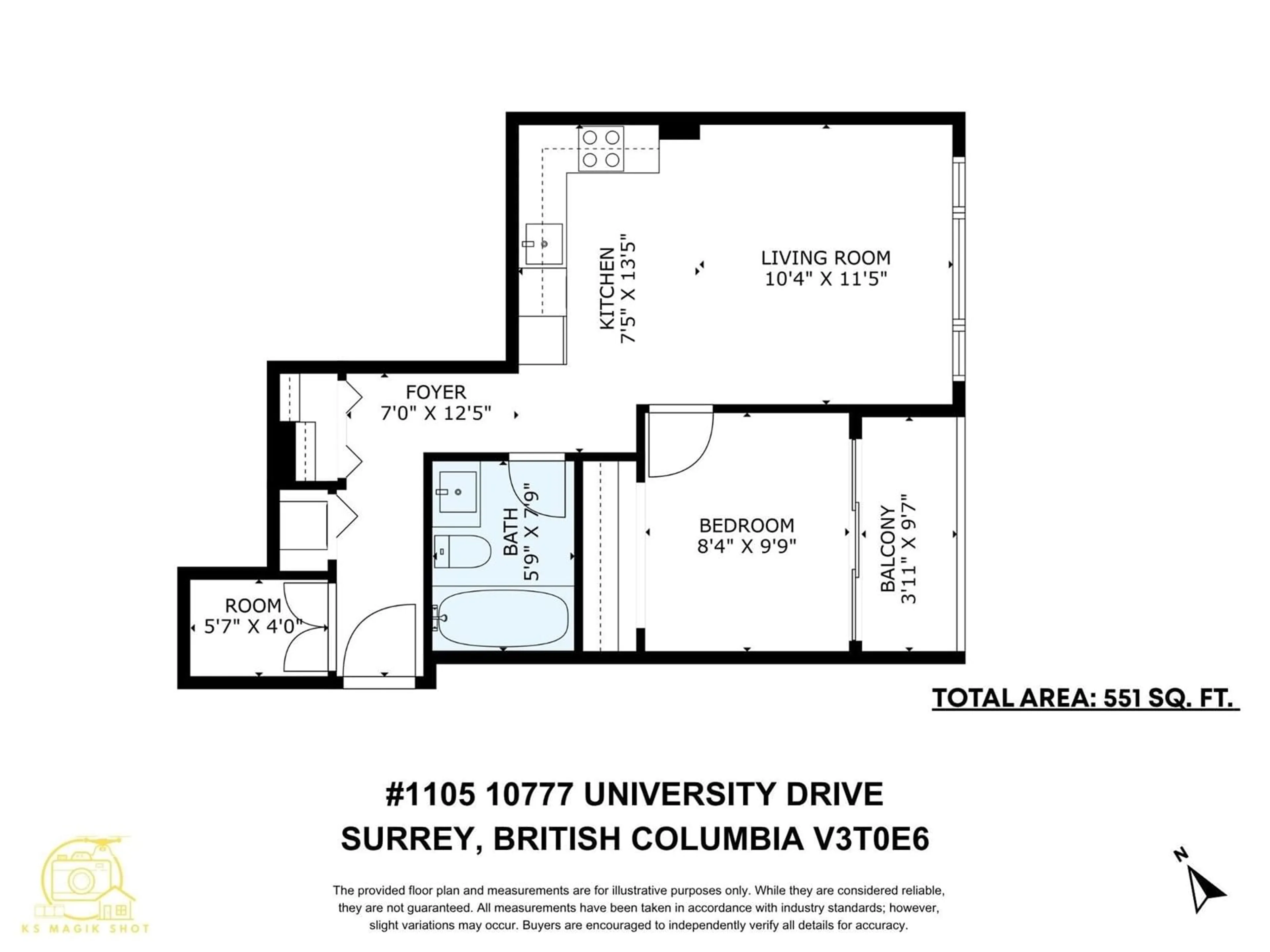 Floor plan for 1105 - 10777 UNIVERSITY, Surrey British Columbia V3T0E6