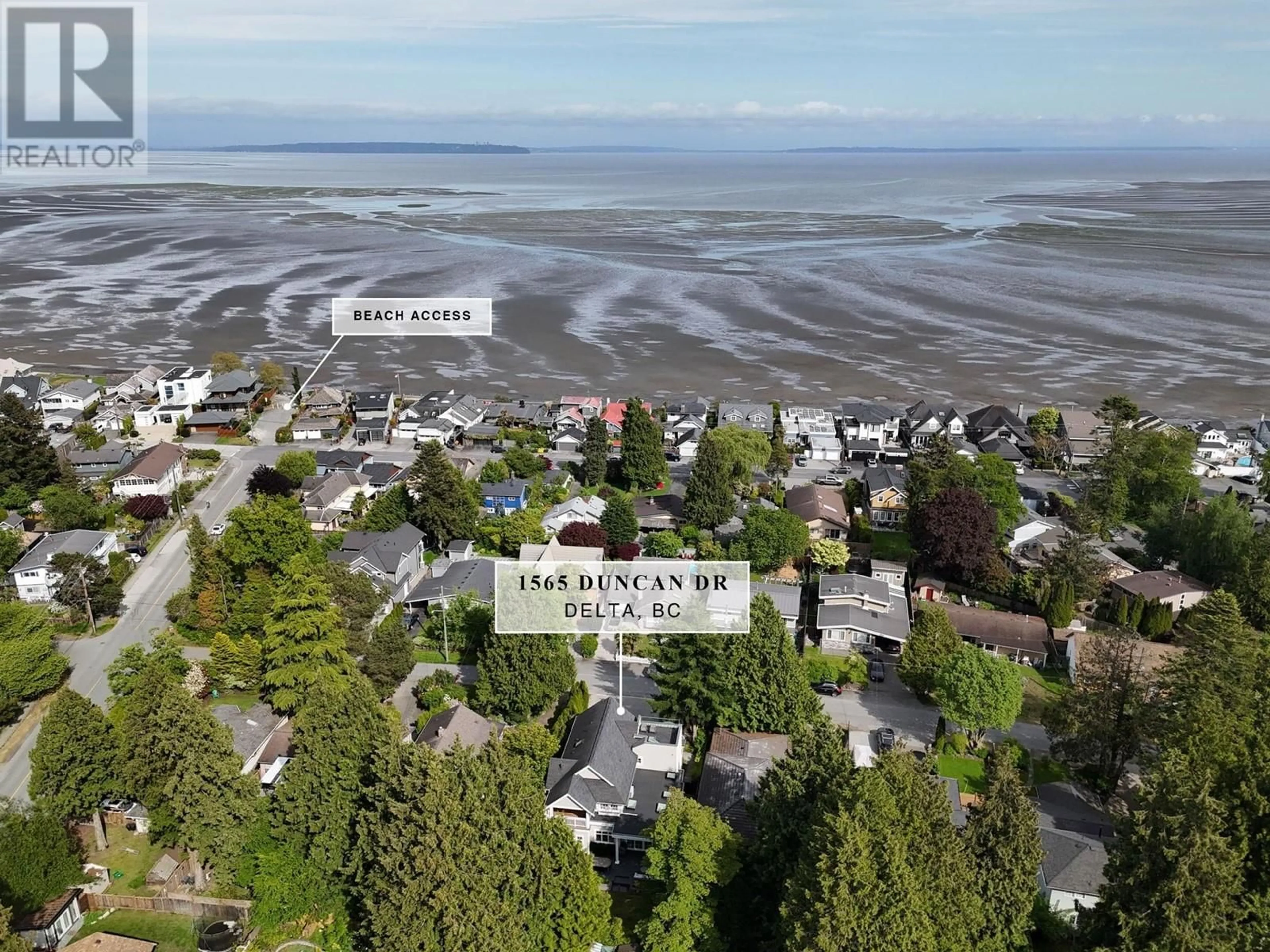 A pic from outside/outdoor area/front of a property/back of a property/a pic from drone, water/lake/river/ocean view for 1565 DUNCAN DRIVE, Delta British Columbia V4L1R7