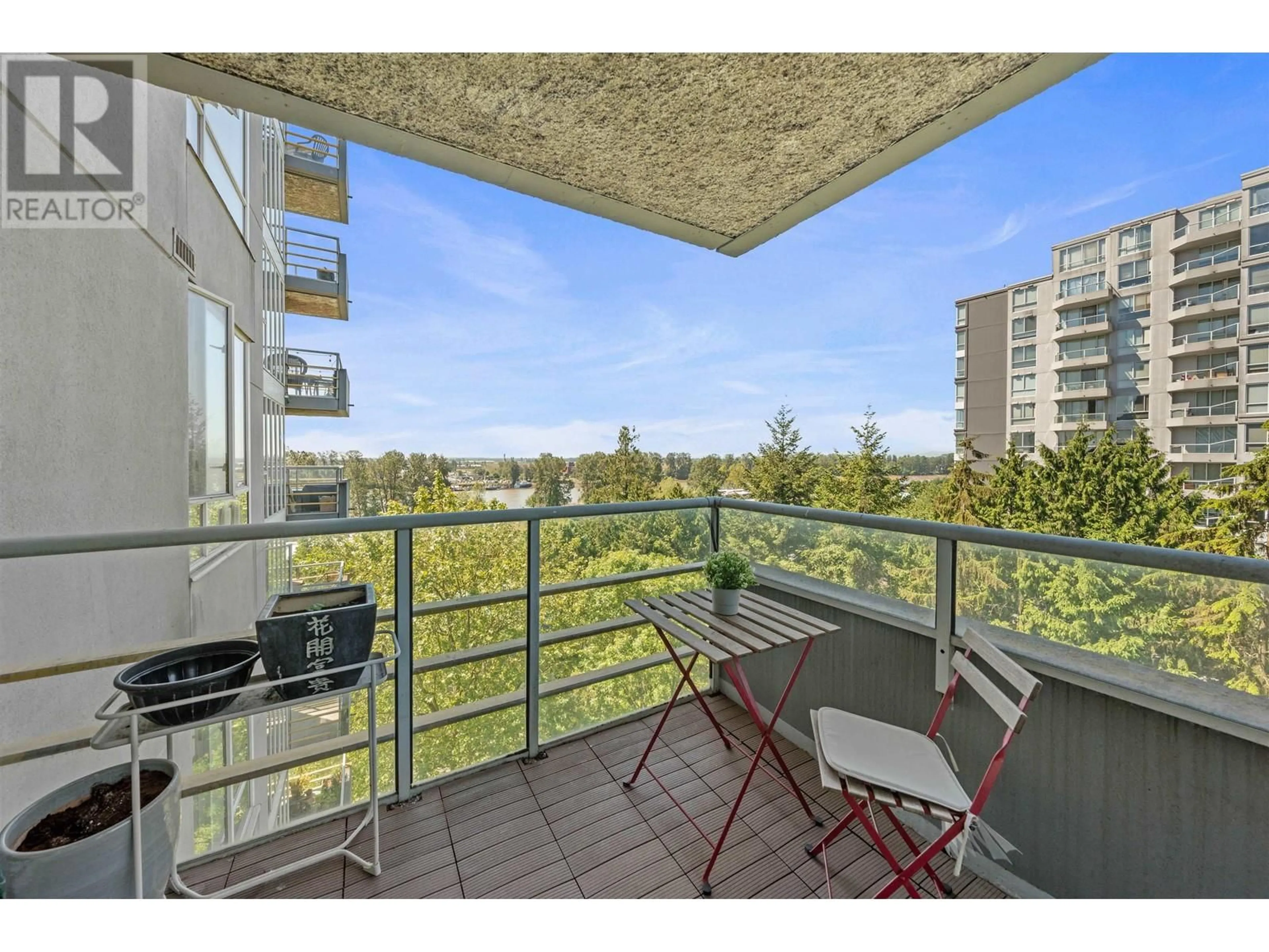 Balcony in the apartment, water/lake/river/ocean view for 606 - 3061 KENT AVENUE NORTH, Vancouver British Columbia V5S4P5