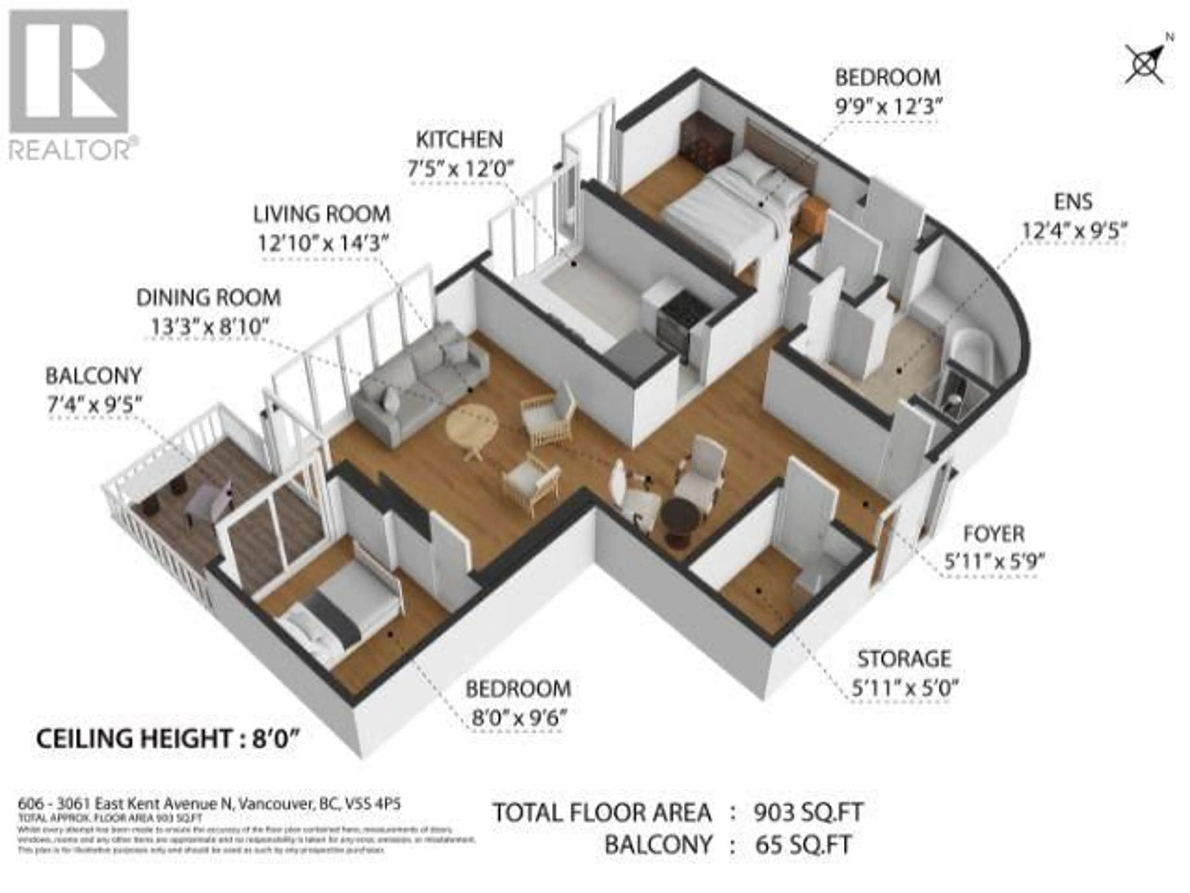 Floor plan for 606 - 3061 KENT AVENUE NORTH, Vancouver British Columbia V5S4P5