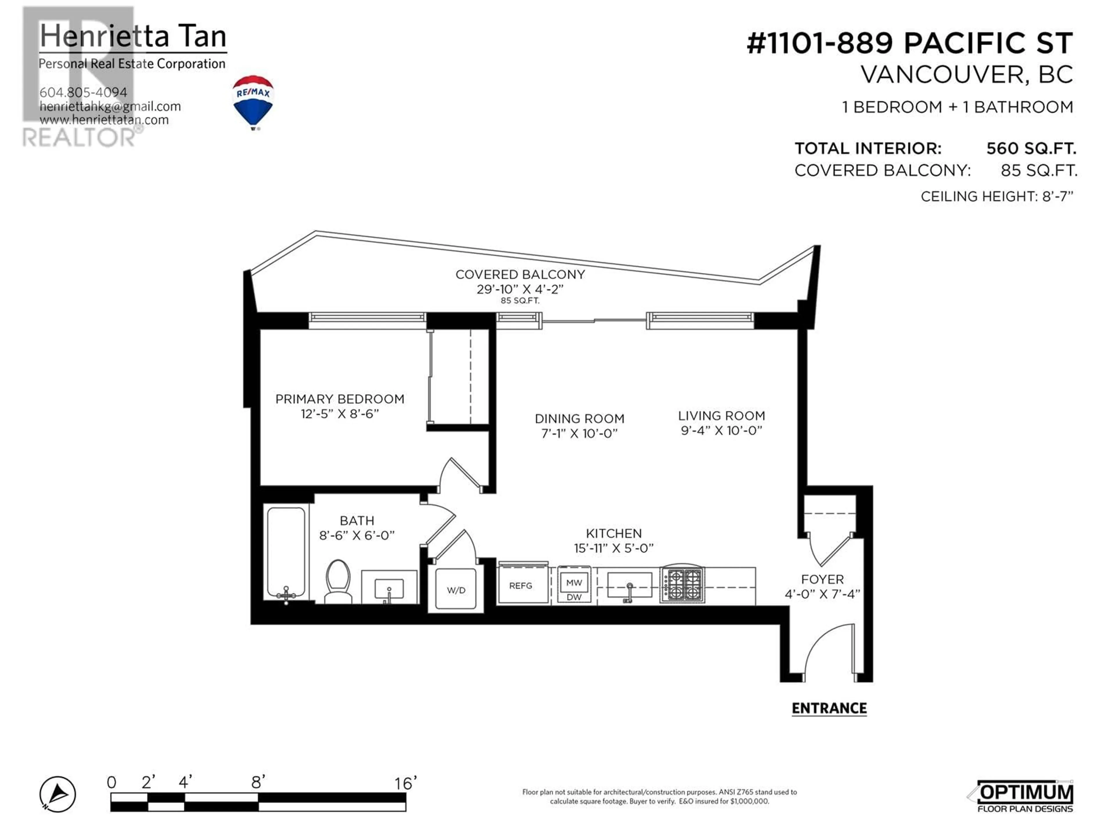 Floor plan for 1101 - 889 PACIFIC STREET, Vancouver British Columbia V6Z1C3