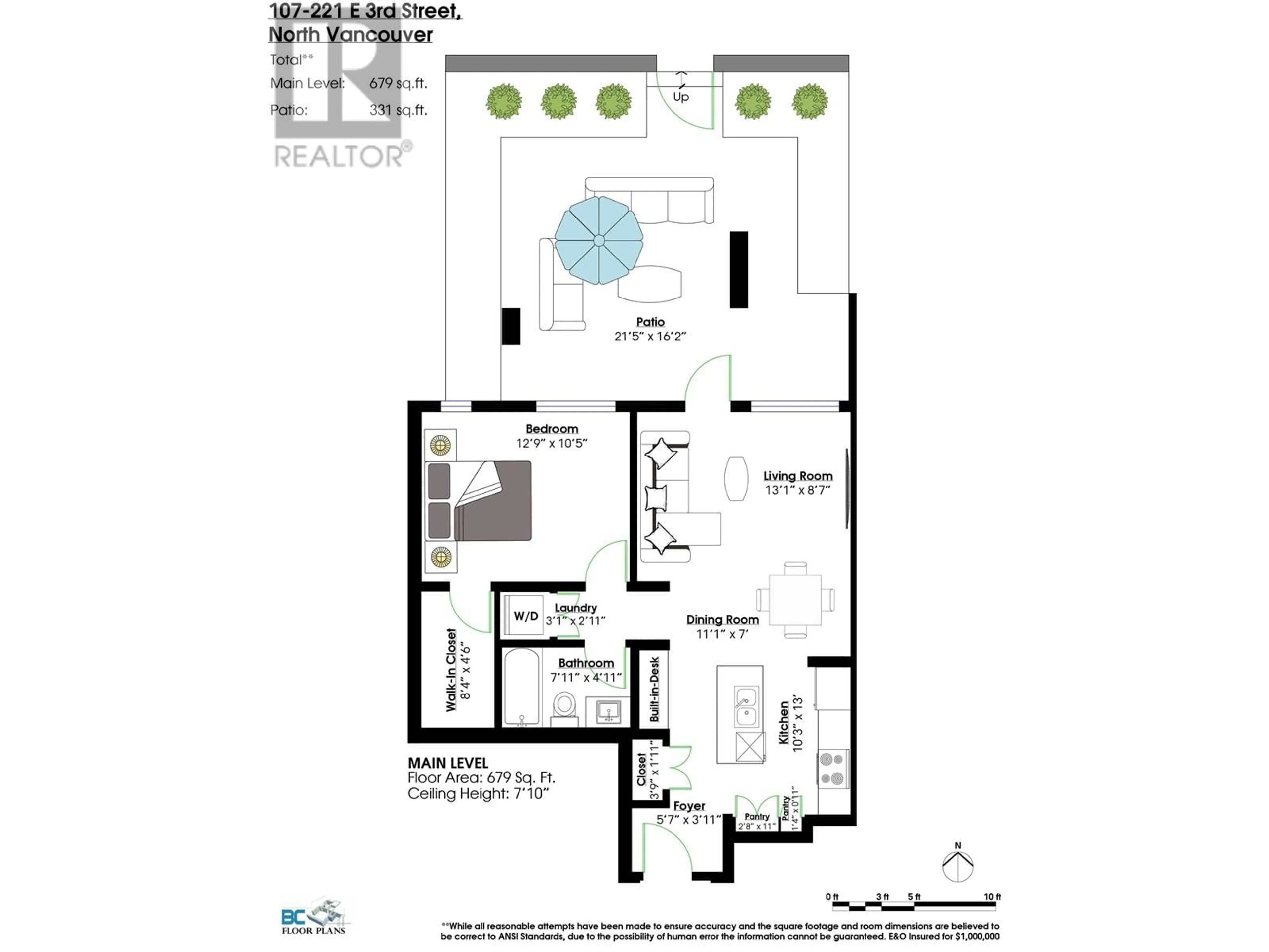 Floor plan for 107 - 221 3RD STREET, North Vancouver British Columbia V7L0C1