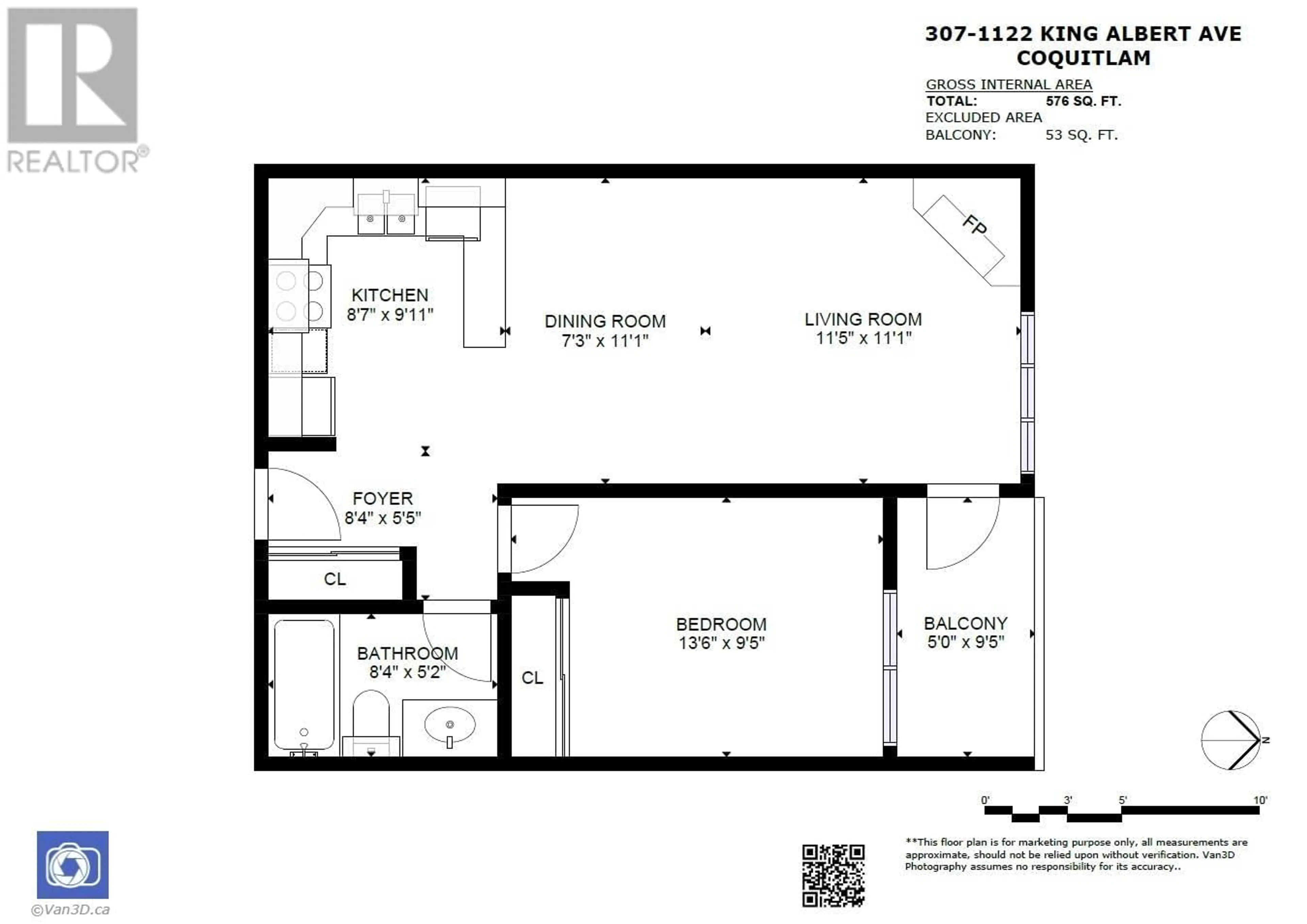 Floor plan for 307 - 1122 KING ALBERT AVENUE, Coquitlam British Columbia V3J1X7