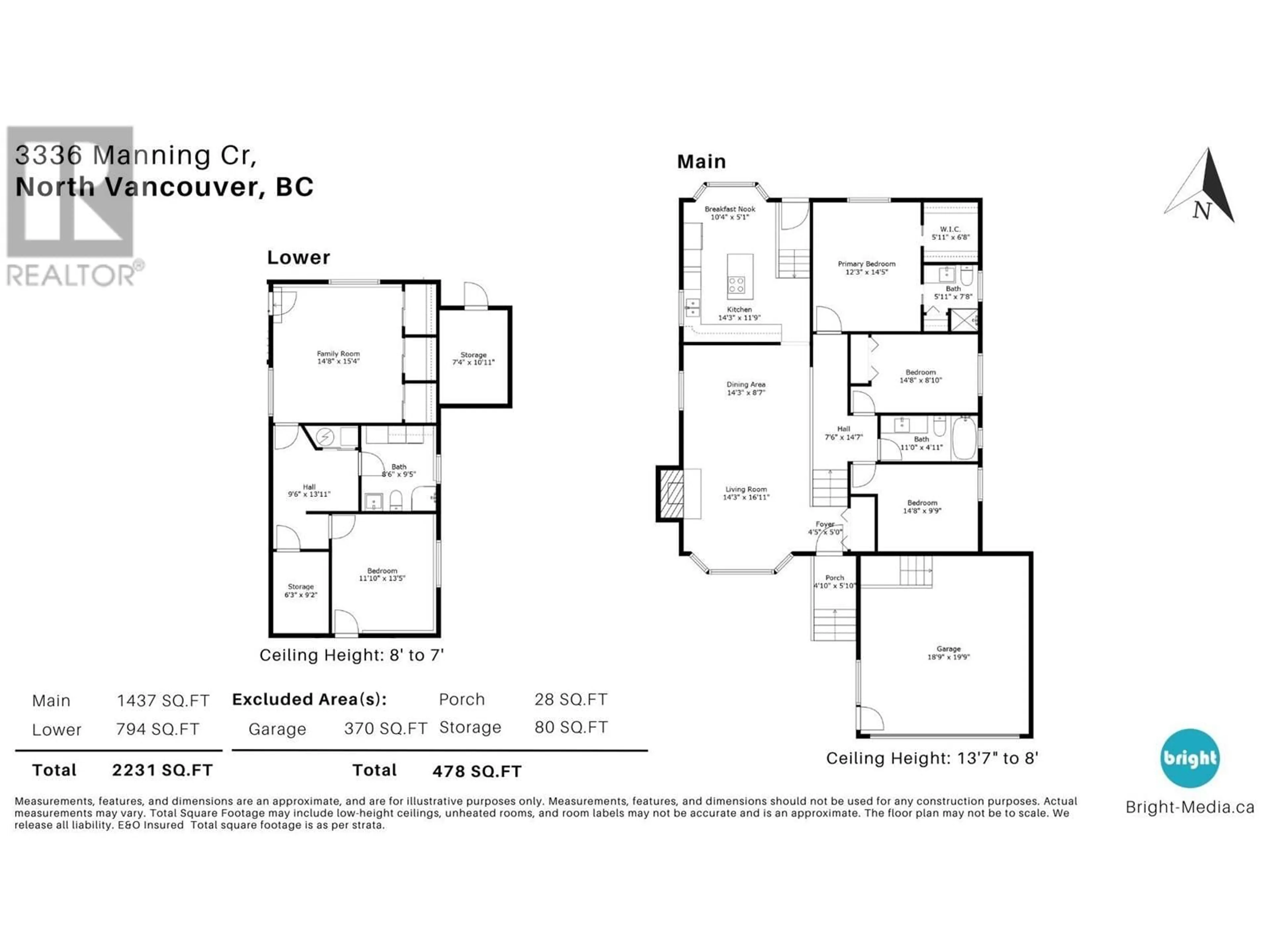 Floor plan for 3336 MANNING CRESCENT, North Vancouver British Columbia V7H2R6