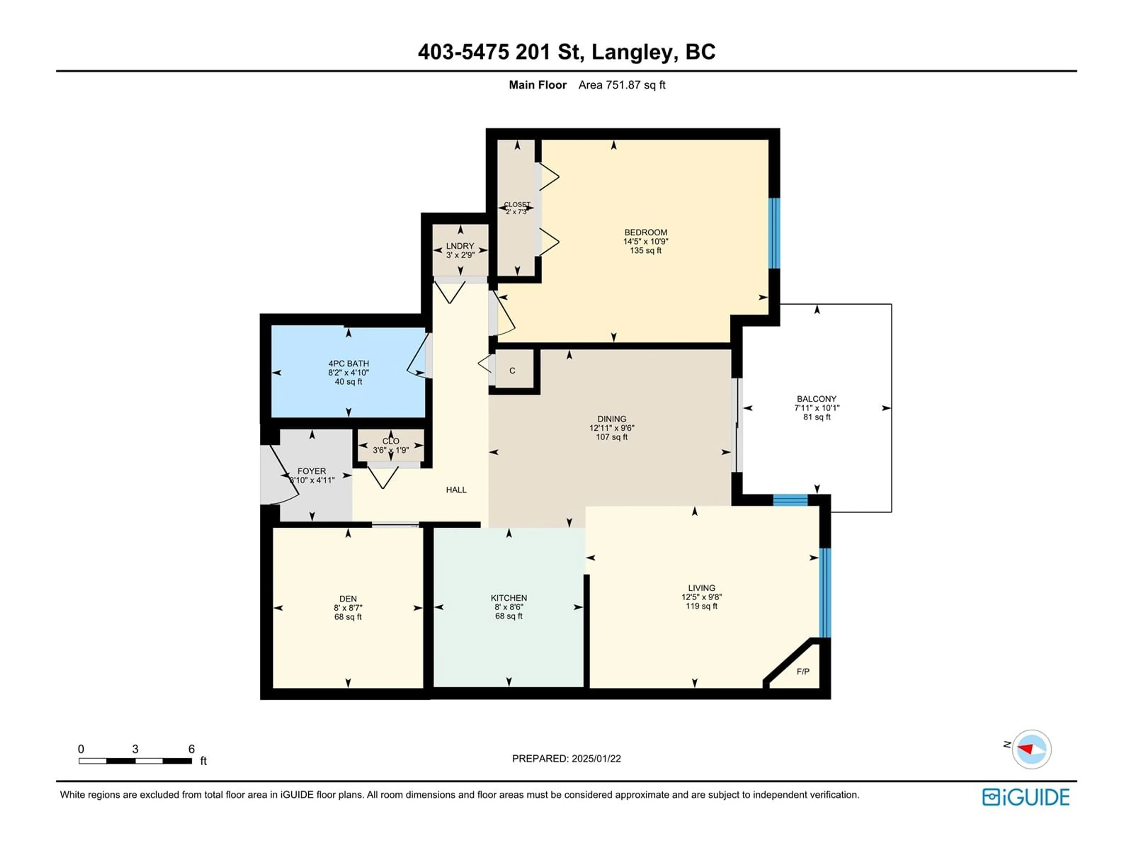 Floor plan for 403 - 5475 201, Langley British Columbia V3A1P8