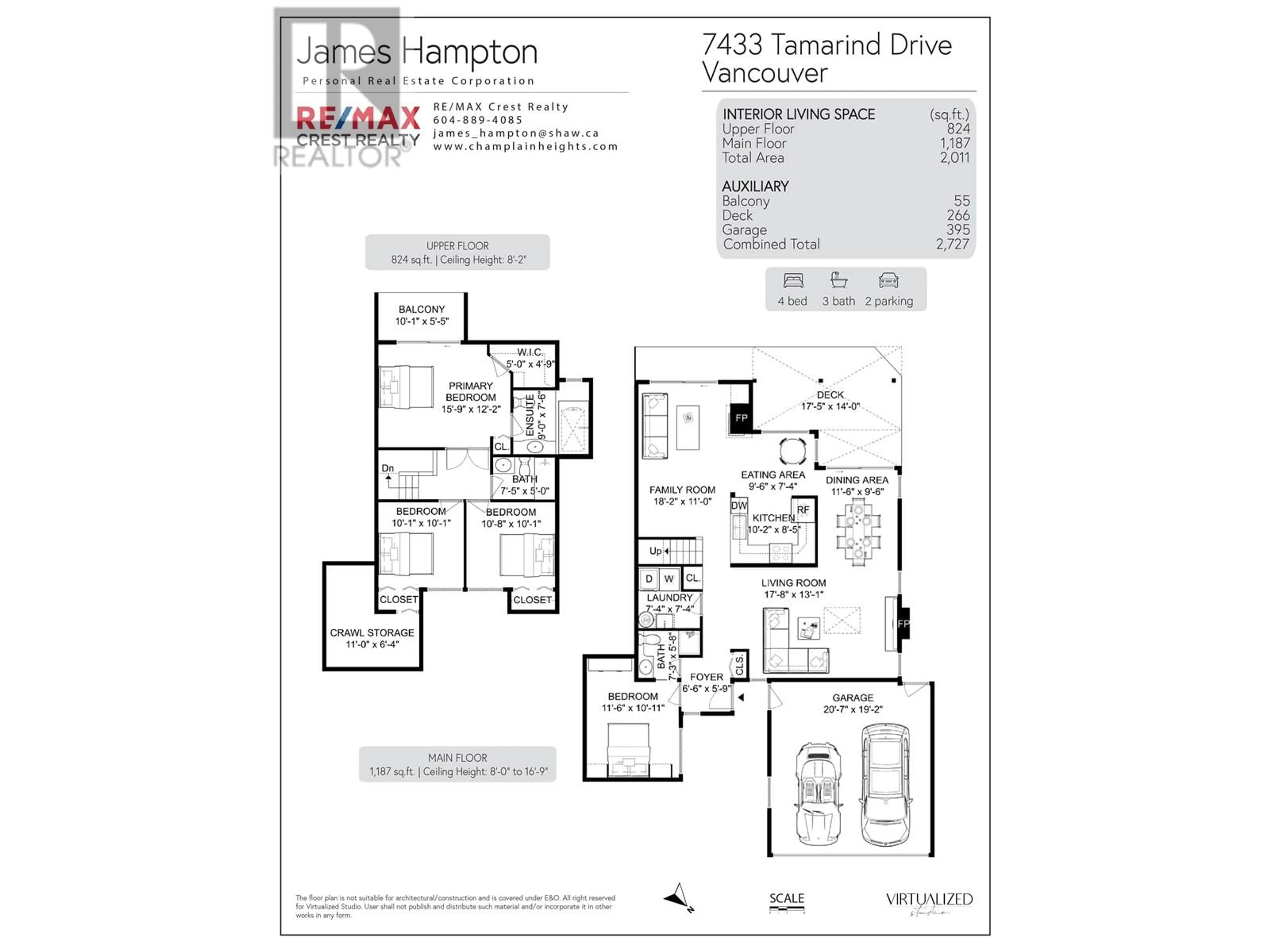 Floor plan for 7433 TAMARIND DRIVE, Vancouver British Columbia V5S3Z9