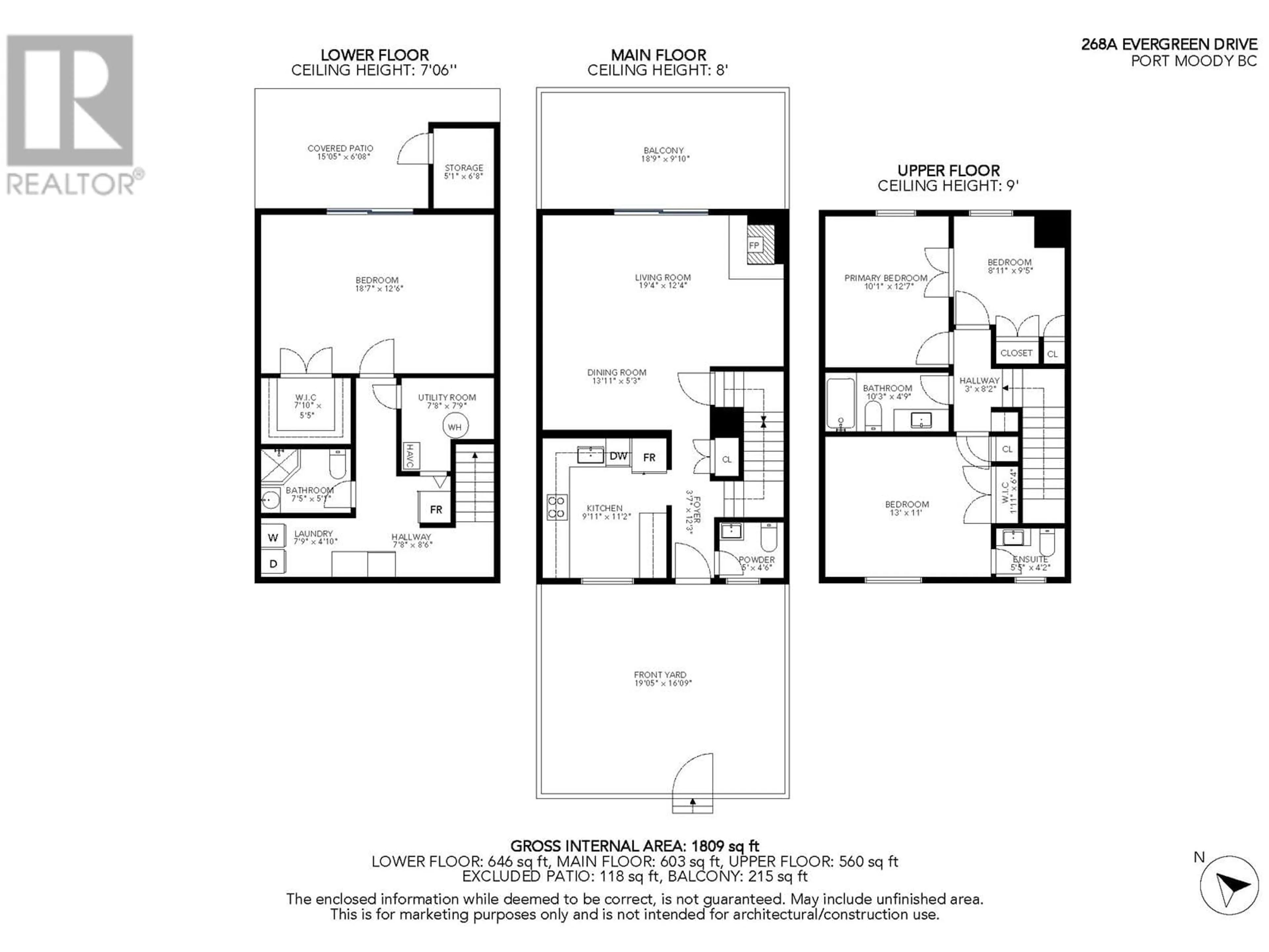 Floor plan for 268A EVERGREEN DRIVE, Port Moody British Columbia V3H1S2