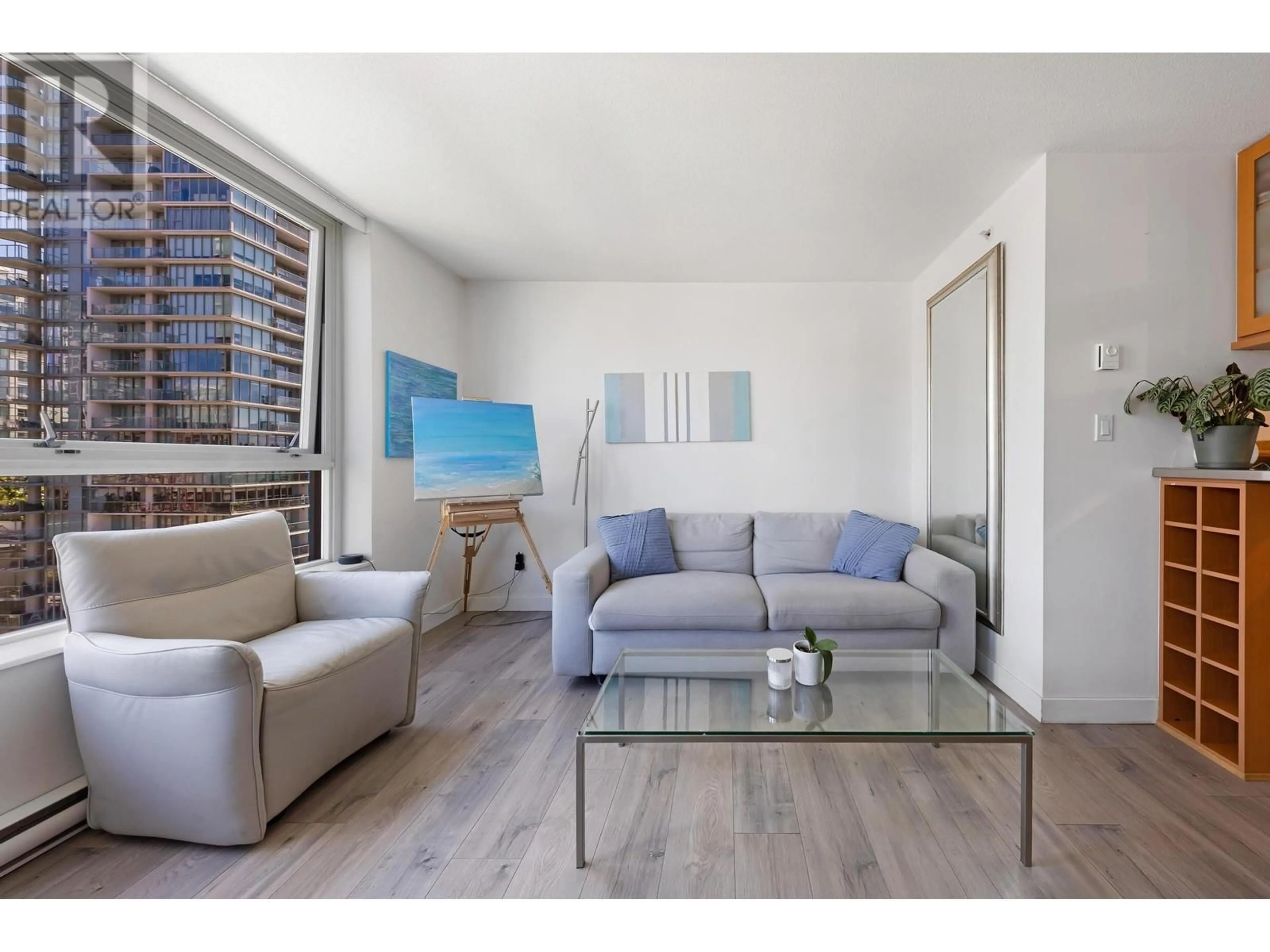 Living room with furniture, wood/laminate floor for 1607 - 1495 RICHARDS STREET, Vancouver British Columbia V6Z3E3