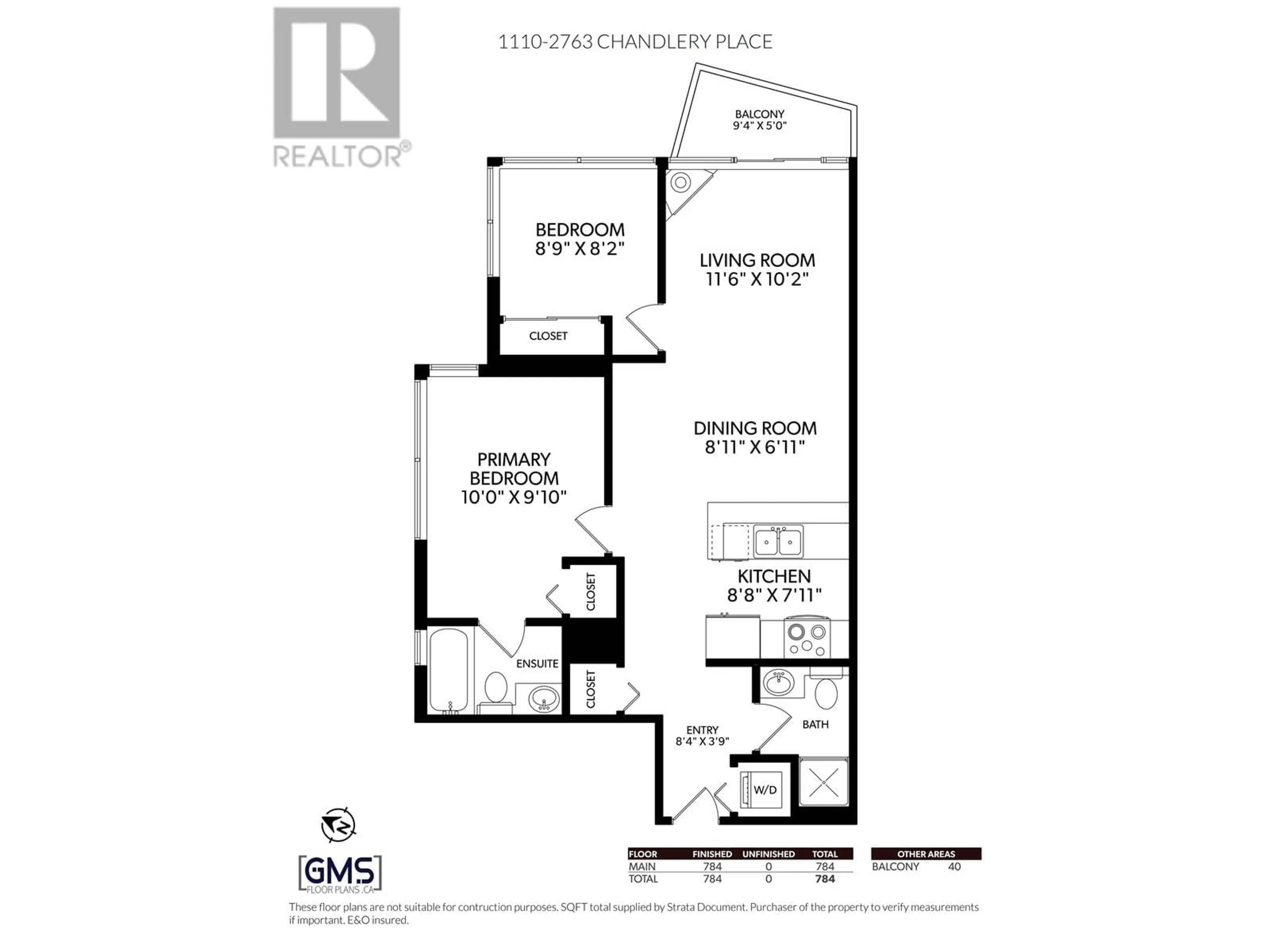 Floor plan for 1110 - 2763 CHANDLERY PLACE, Vancouver British Columbia V5S4V4