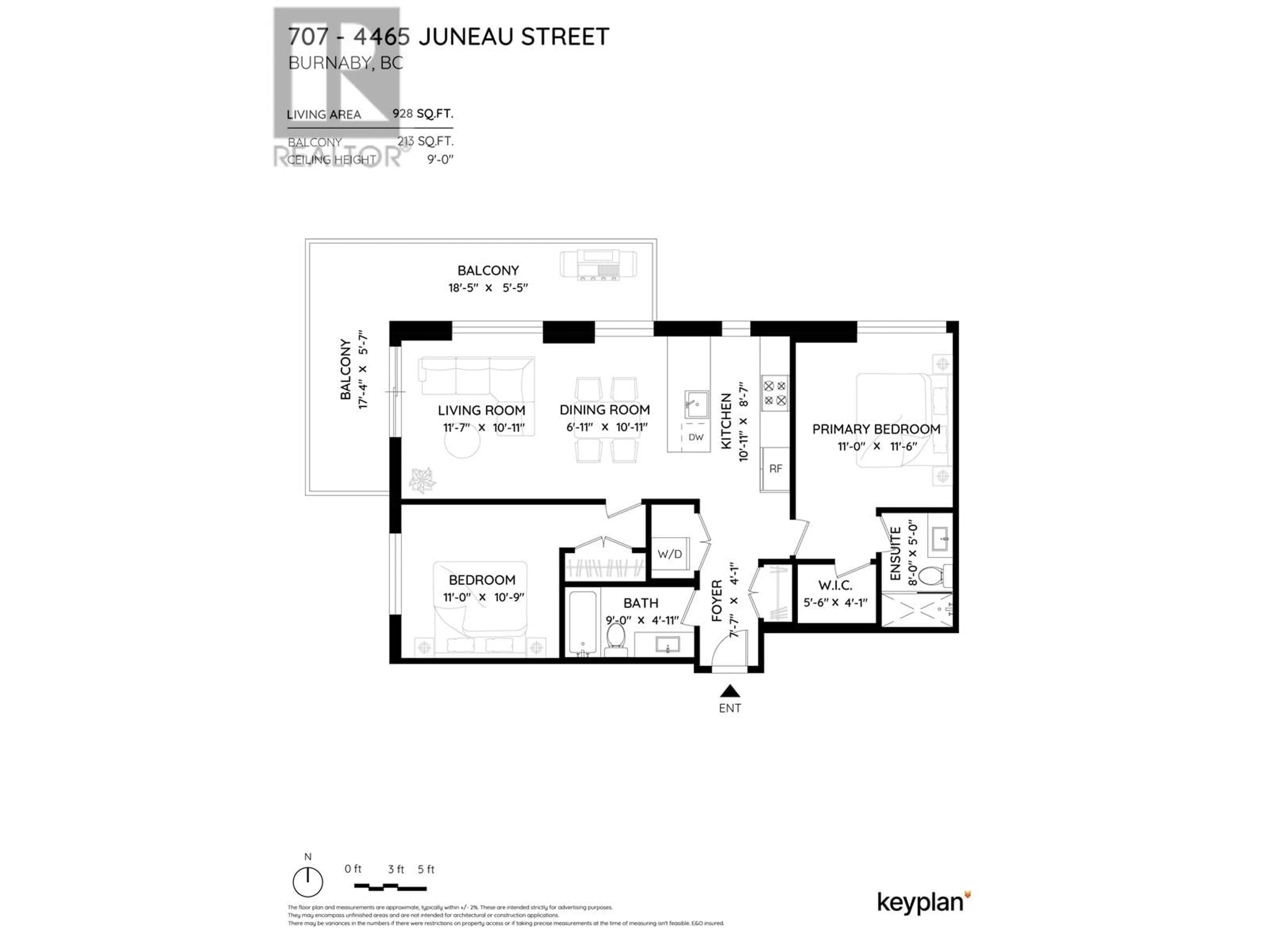Floor plan for 707 - 4465 JUNEAU STREET, Burnaby British Columbia V5C0L8