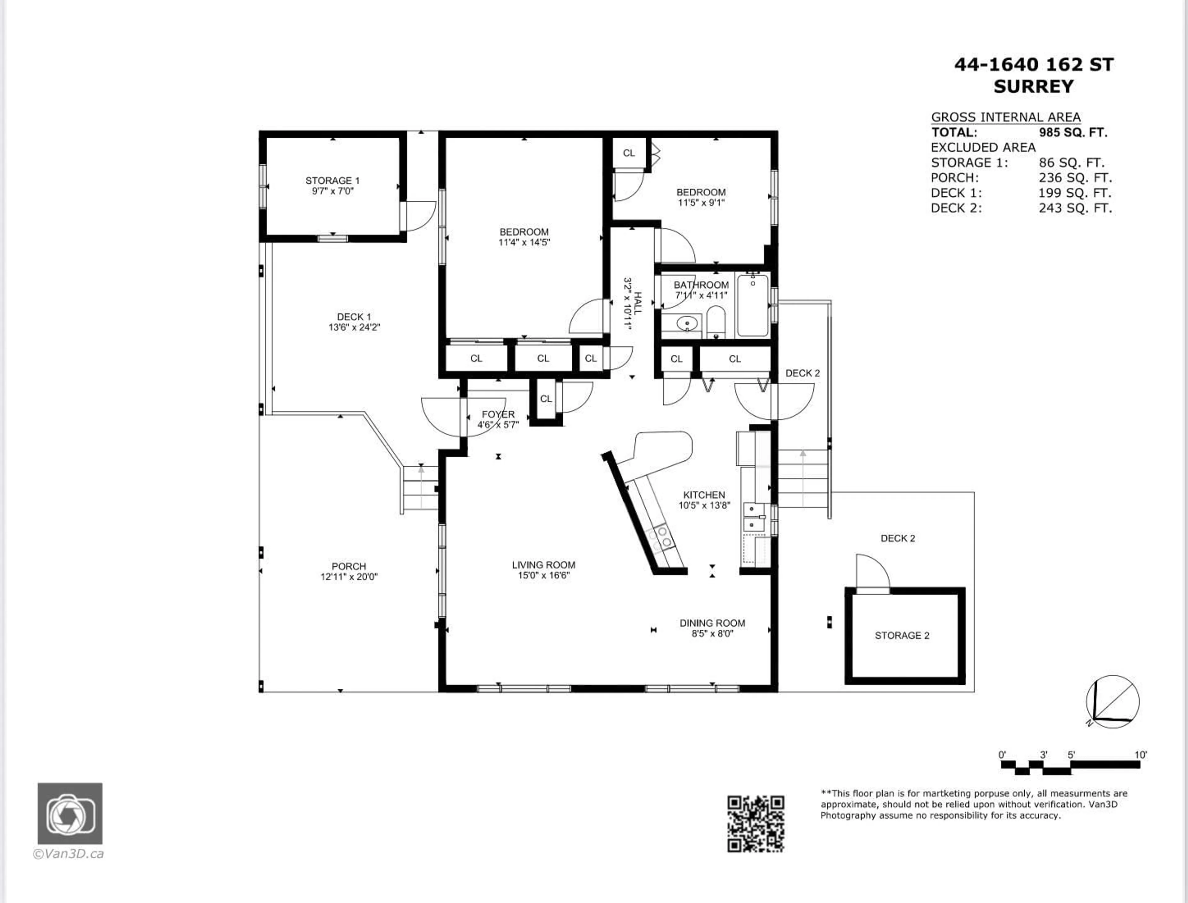Floor plan for 44 - 1640 162 STREET, Surrey British Columbia V4A6Y9
