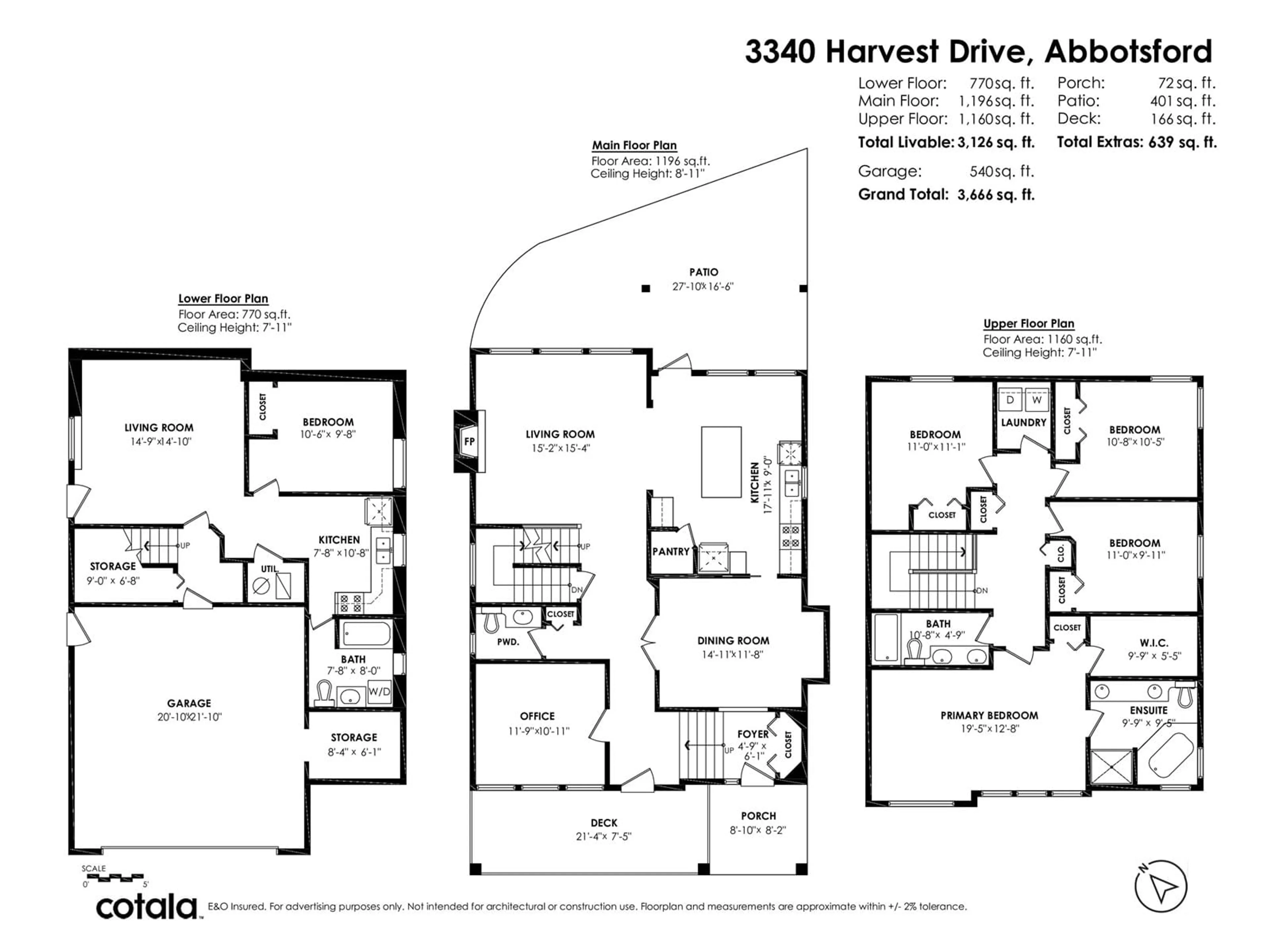 Floor plan for 3340 HARVEST, Abbotsford British Columbia V3G2Y6