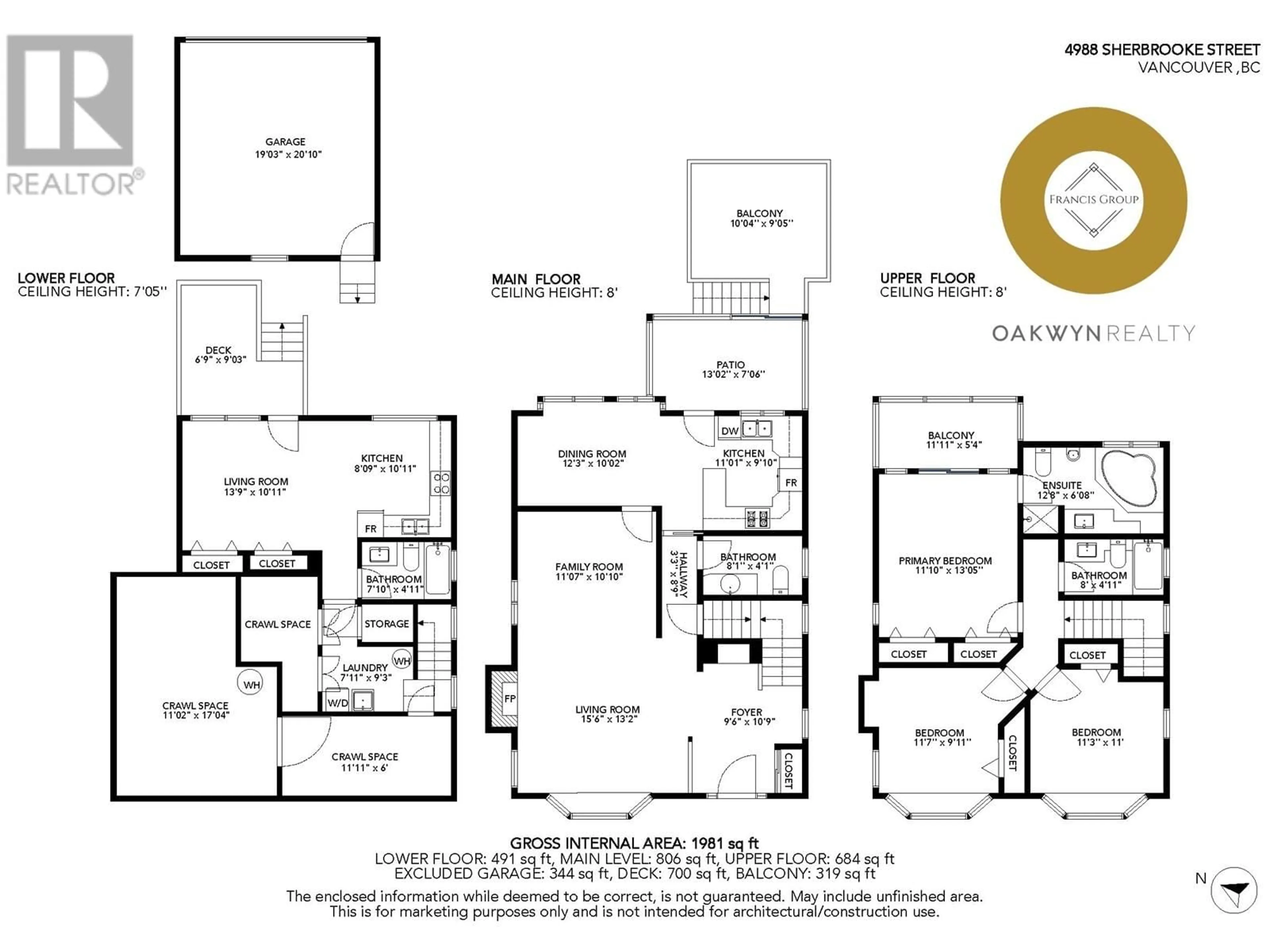Floor plan for 4988 SHERBROOKE STREET, Vancouver British Columbia V5W3M2