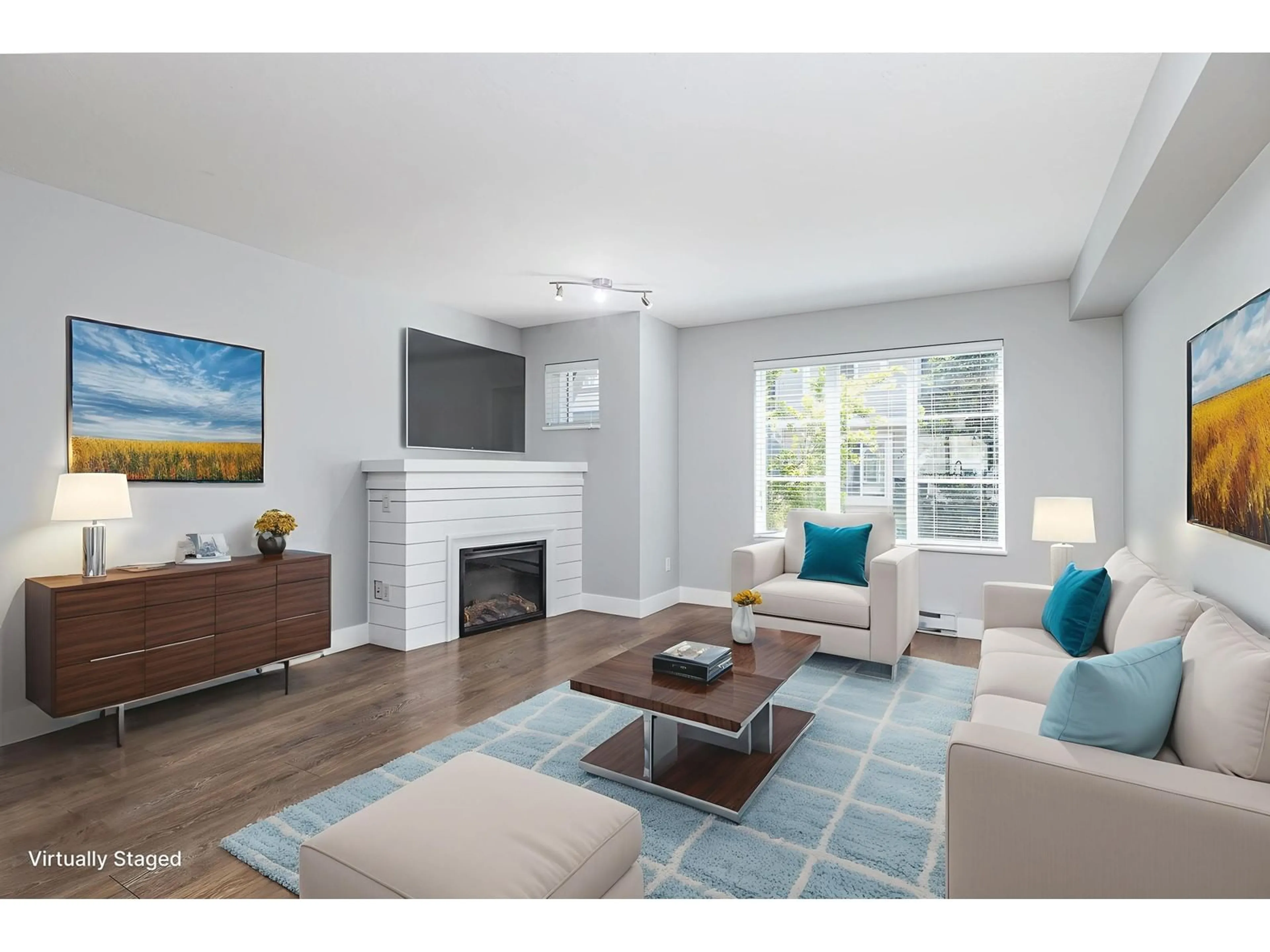 Living room with furniture, wood/laminate floor for 6 - 15175 62A, Surrey British Columbia V3S1X1